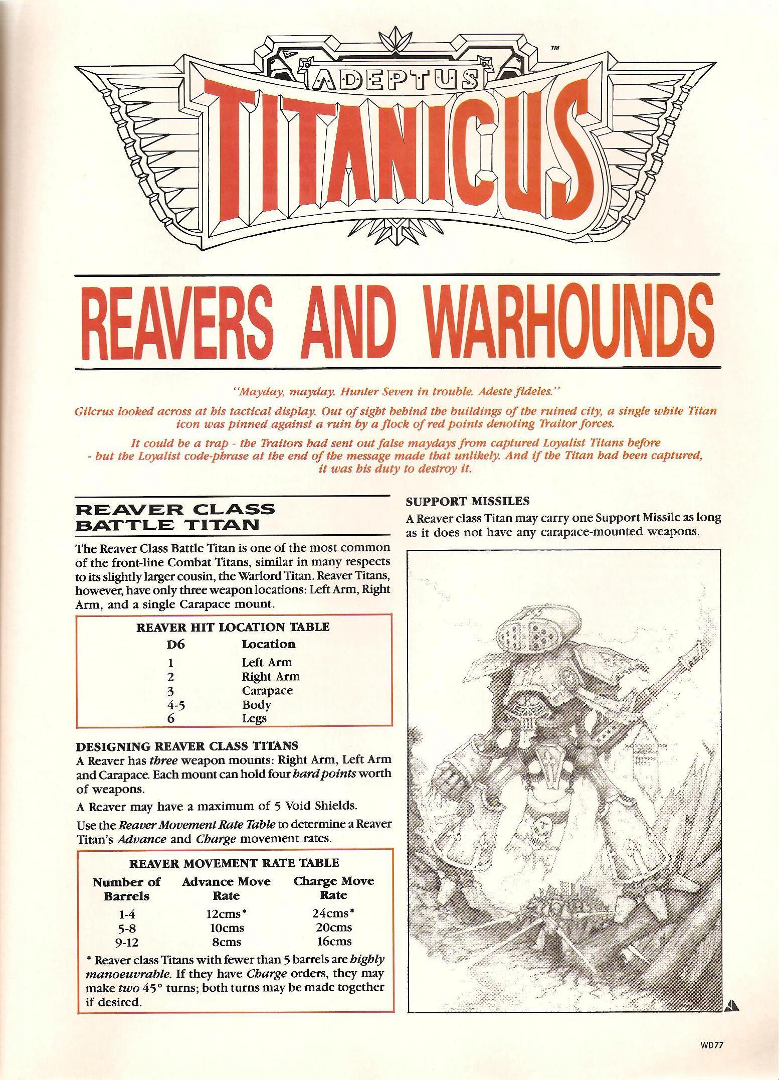 Adeptus Titanicus, Copyright Games Workshop, Epic, Retro Review, Titan, White Dwarf