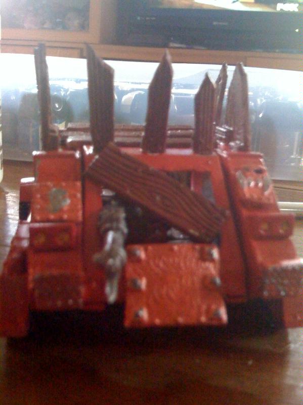 From the front - You can't really see it but there's an ork behind the board manning the BS