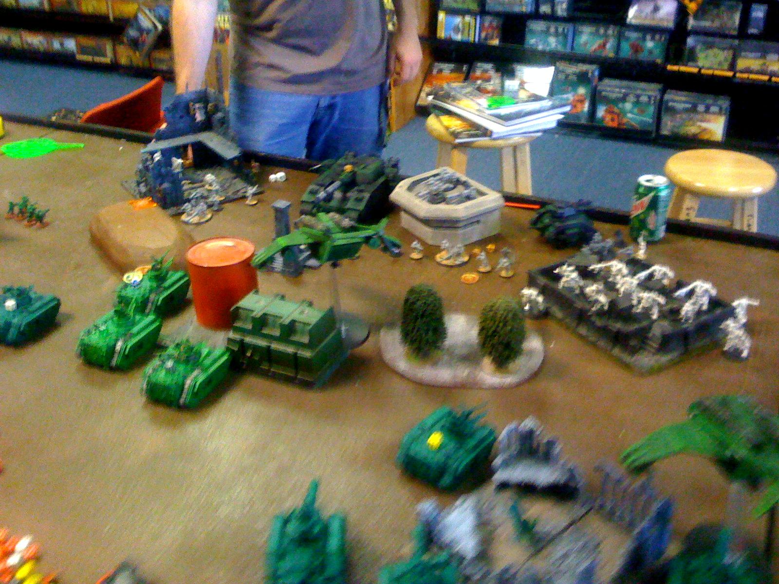Massed unpainted Ogryn along the right flank
