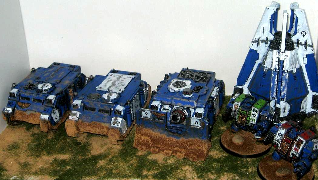 Drop Pod, Rhino, Space Marines, Vindicator
