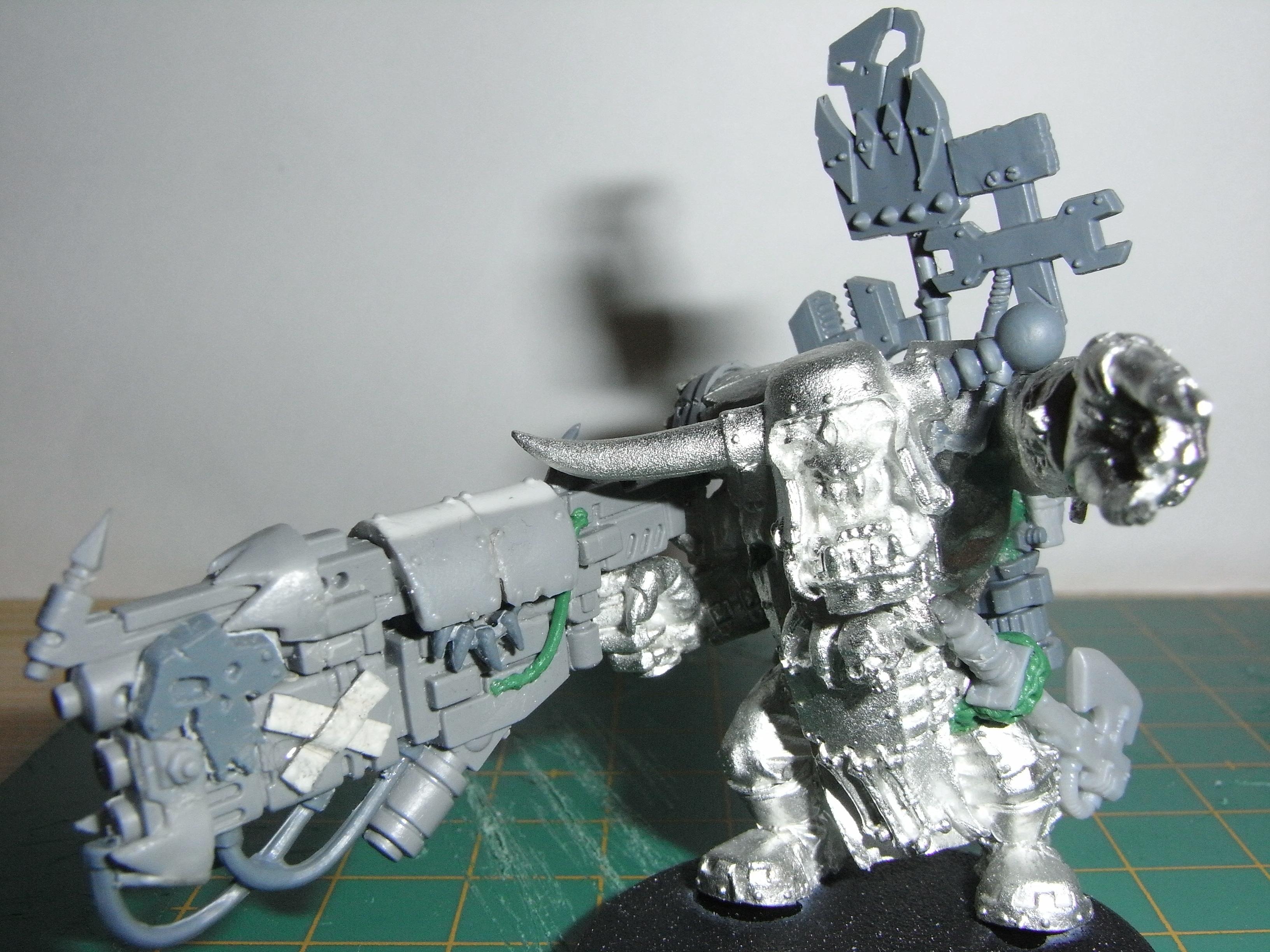 Big Mek, Bigmek, Burna Boyz, Combi Weapon, Combi Wepon, Greenstuff, Kustom Mega-blasta, Mekboy, Orks, Unpainted, Warboss, Work In Progress