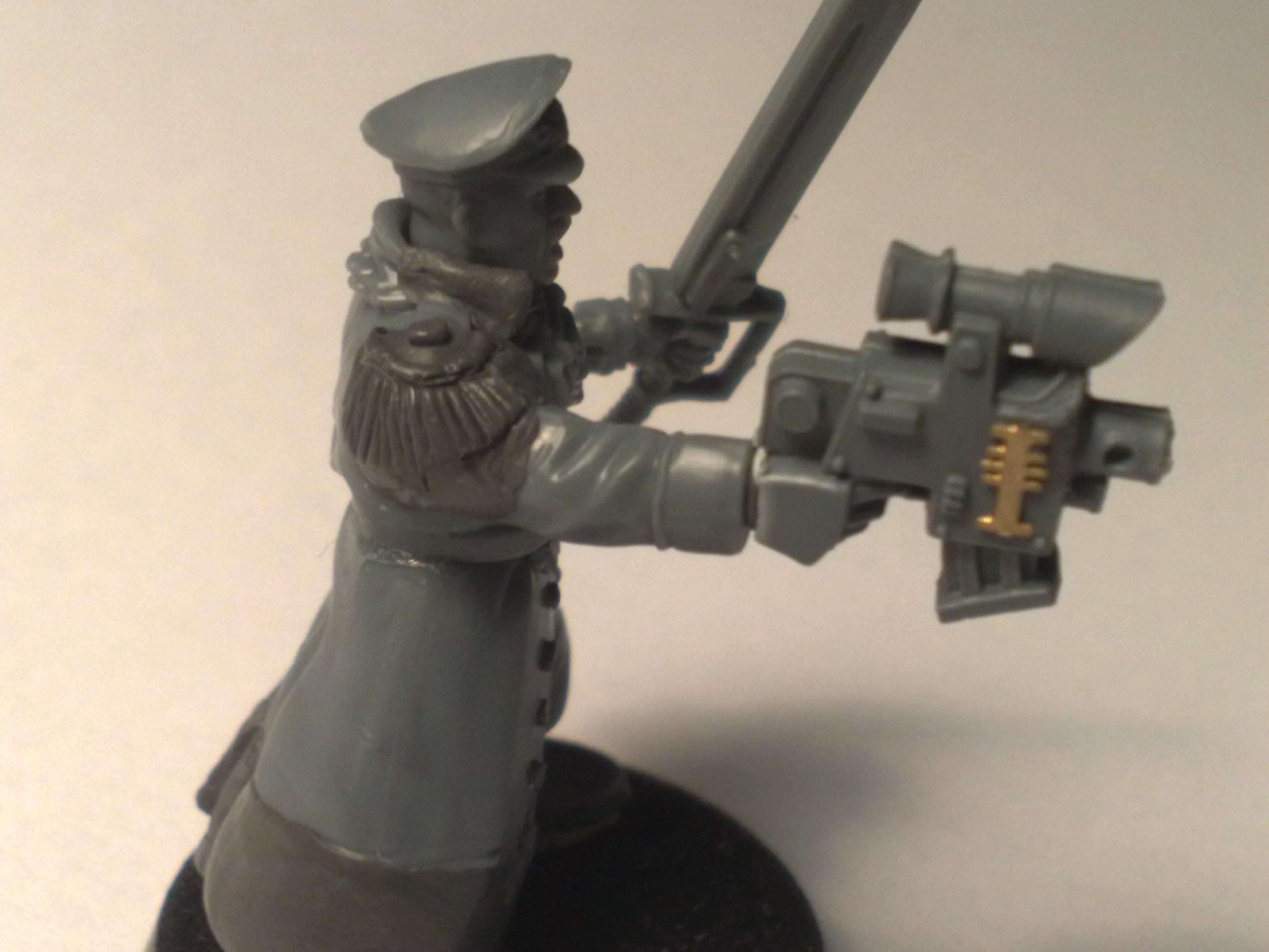 Side shot, boltpistol in hand