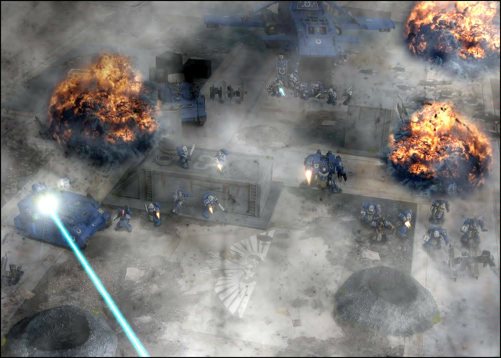 Battle, Explosion, Photoshop, Space Marines, Terrain, Thunderhawk, Ultramarines, Warhammer 40,000