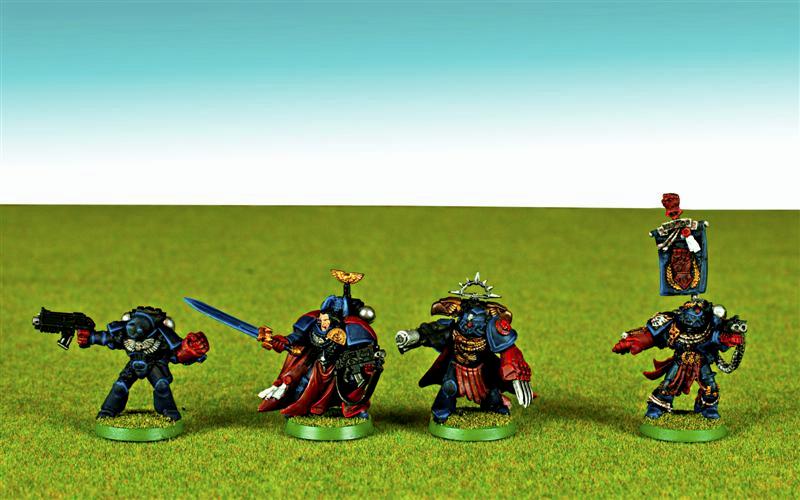 Command Squad, Crimson Fists, Space Marines, Warhammer 40,000