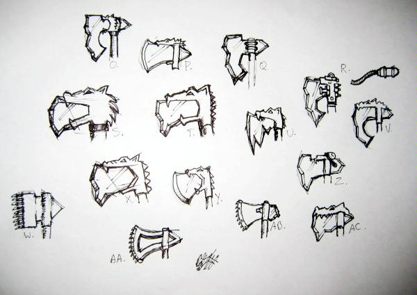 Axe, Skecth, Wolf, Space Wolf Frost Axe Sketch