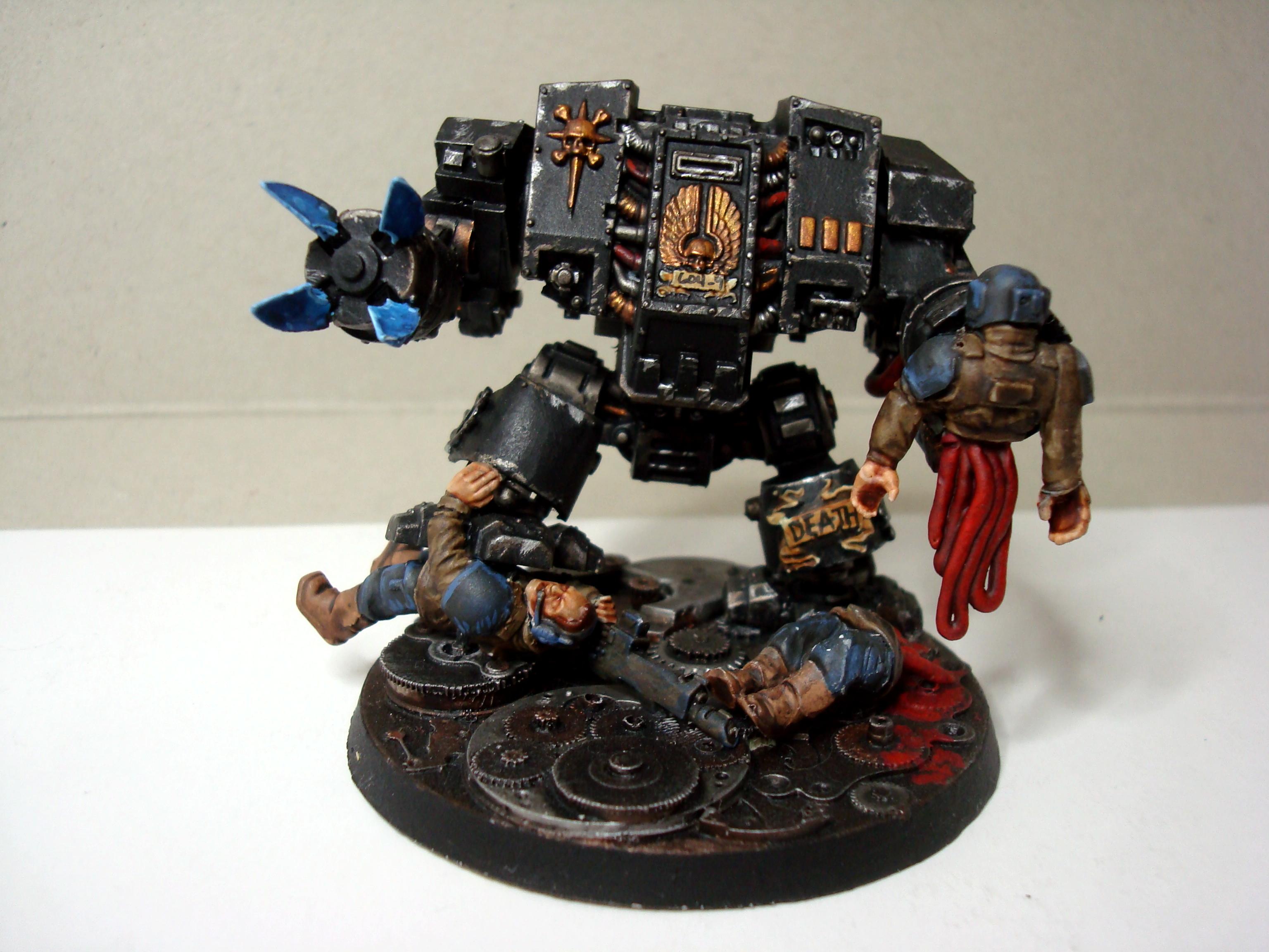 28mm, Diorama, Dreadnought, Games Workshop, Imperial Guard, Science-fiction, Space Marines, Walker, Warhammer 40,000, Work In Progress