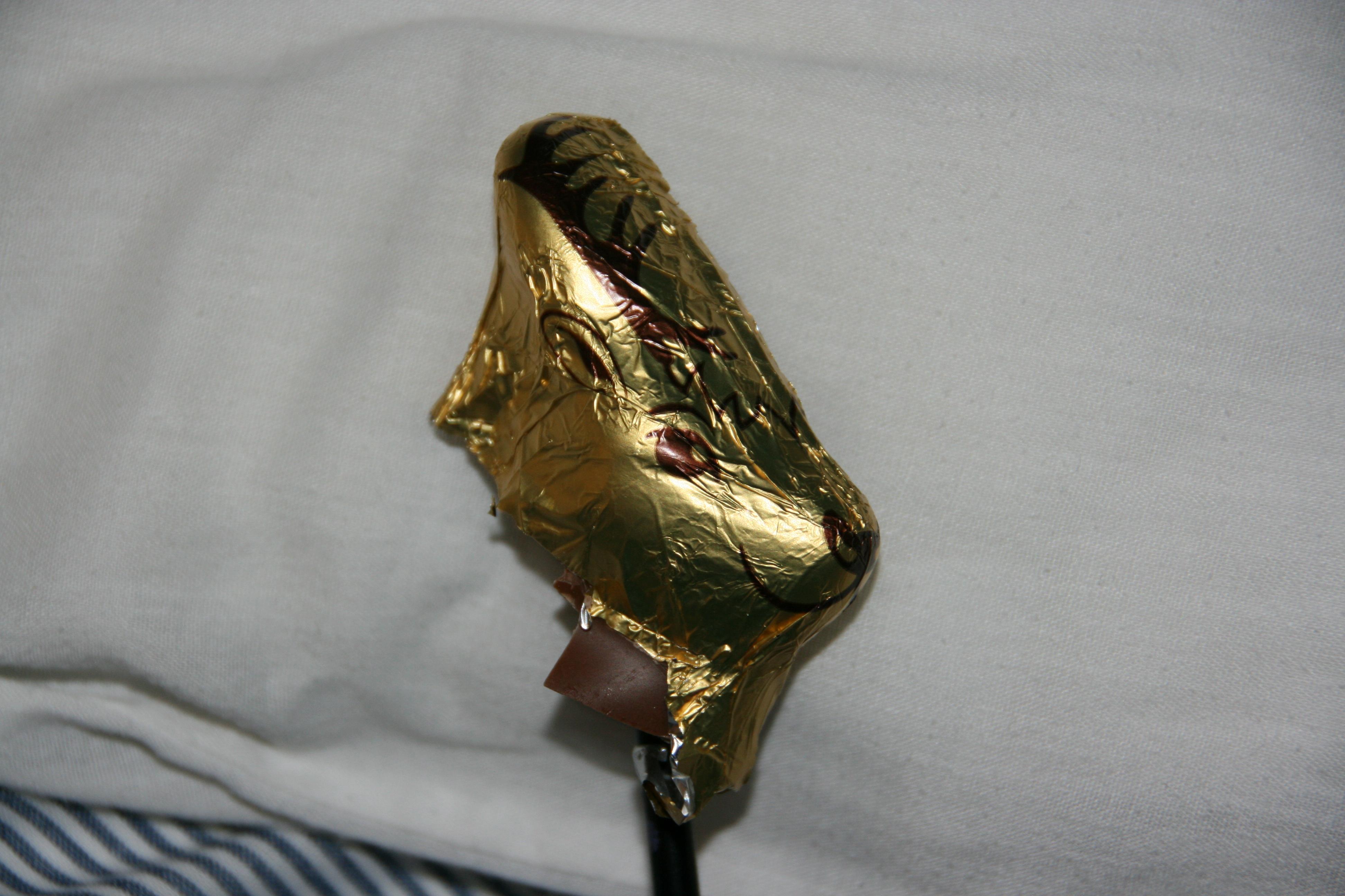 Impaled on a paintbrush for a gorey parade of chocolatey goodness