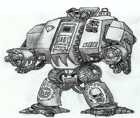 Artwork, Drawing, Dreadnought, Fighting, Iron Hands, Machine, Space Marines