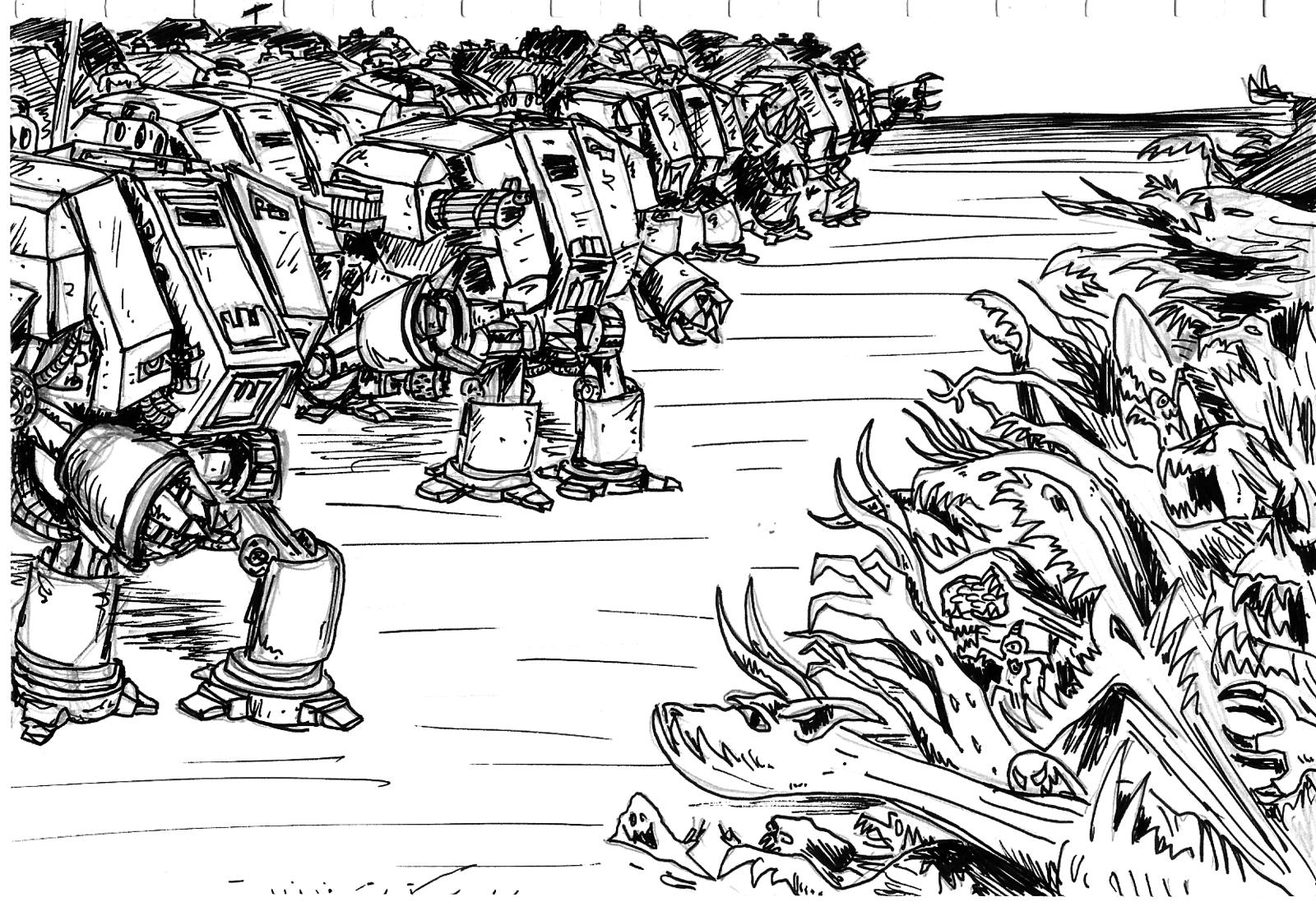 Artwork, Dreadnought, Fighting, Iron Hands, Machine, Space Marines
