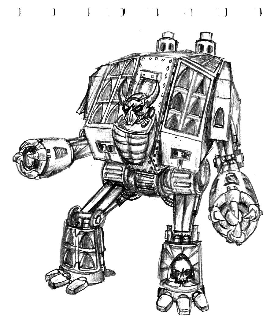 Artwork, Dreadnought, Fighting, Iron Hands, Machine, Space Marines, Warhammer 40,000