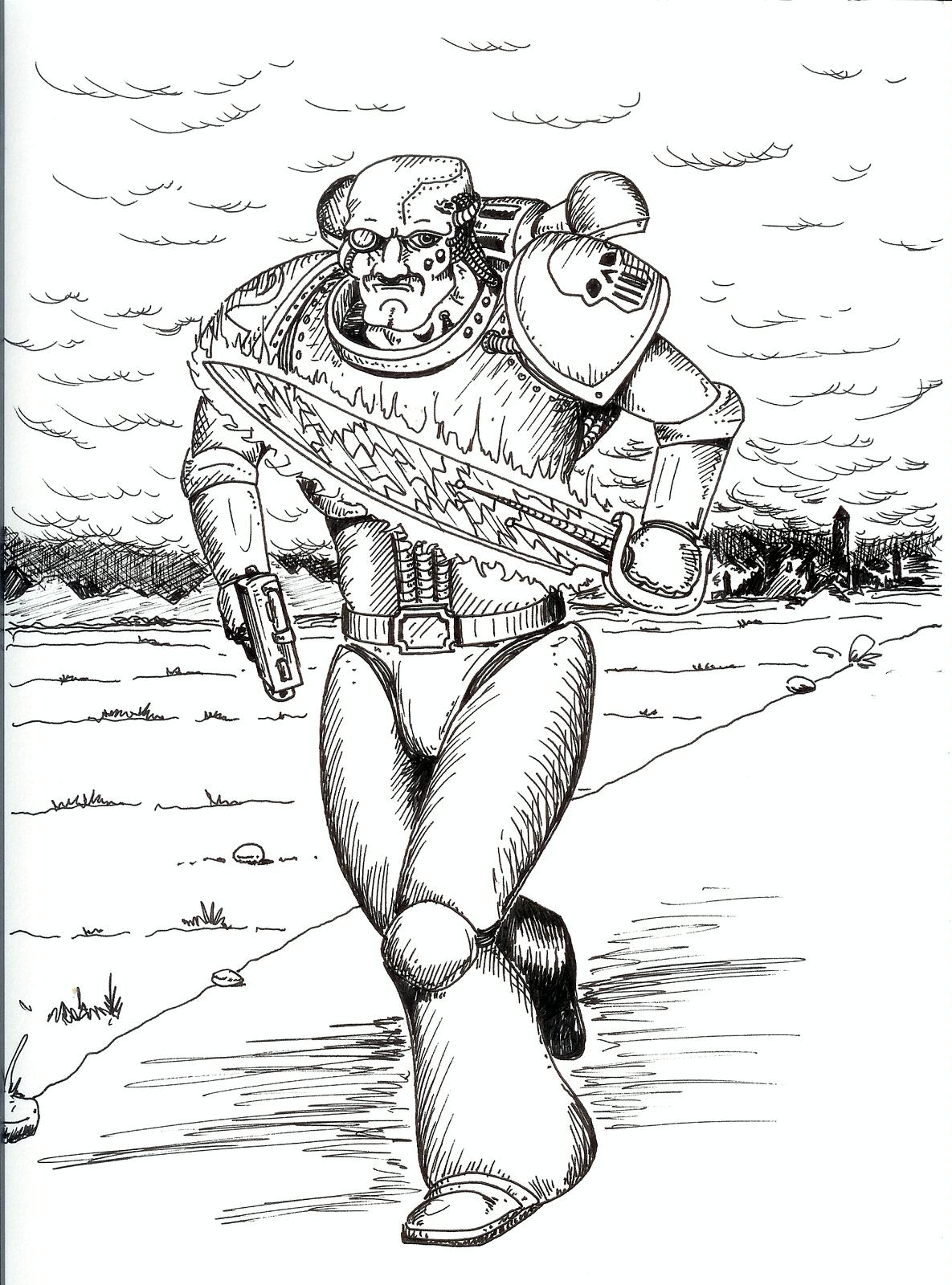 80´s, Artwork, Chaos, Chaos Space Marines, Conversion, Daemons, Drawing, Drawings, First Edition, Old, Old Style, School, Space Marines, Style