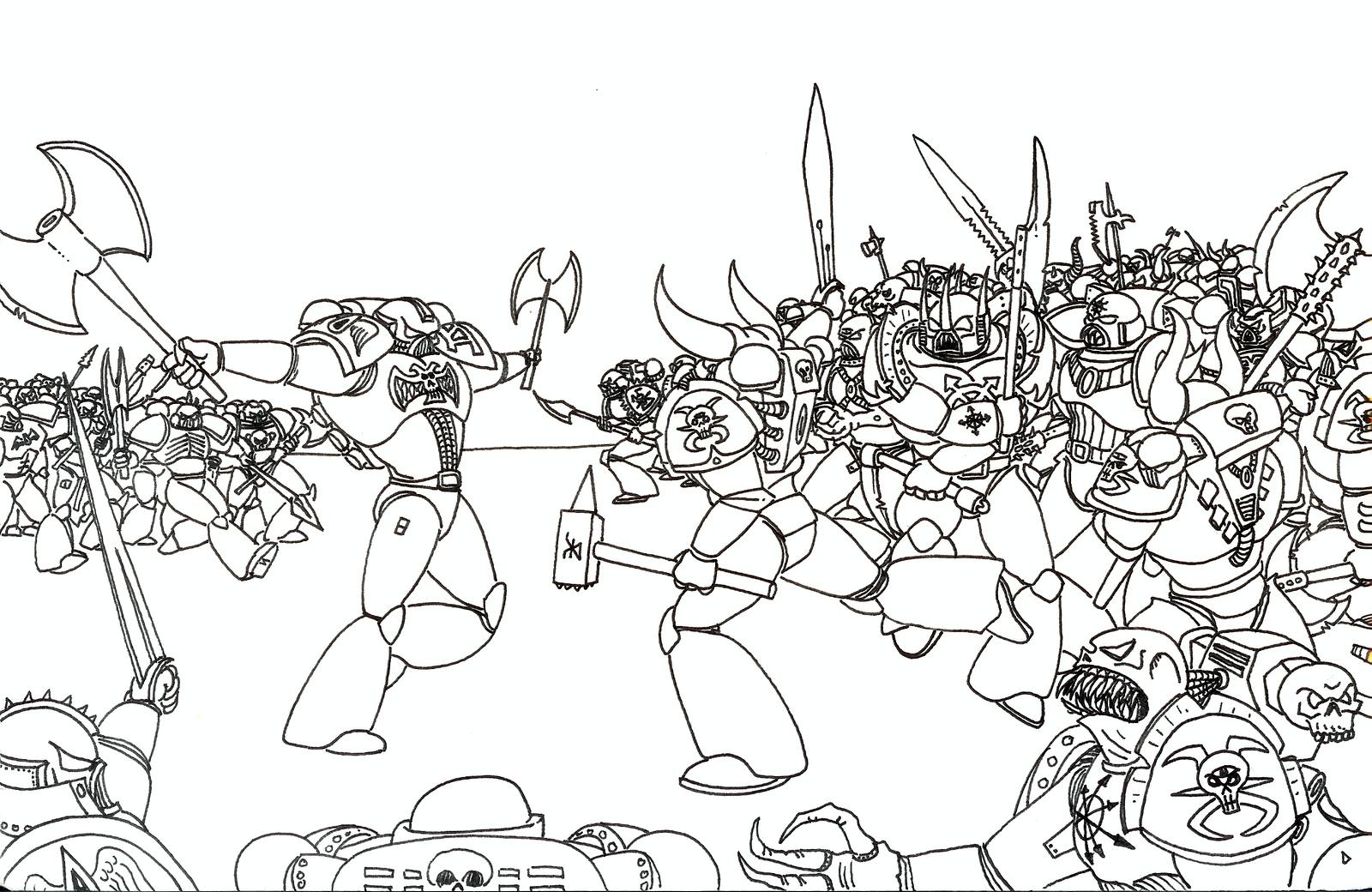 80´s, Artwork, Chaos, Chaos Space Marines, Conversion, Daemons, Drawing, Drawings, First Edition, Old, Old Style, School, Space Marines, Style
