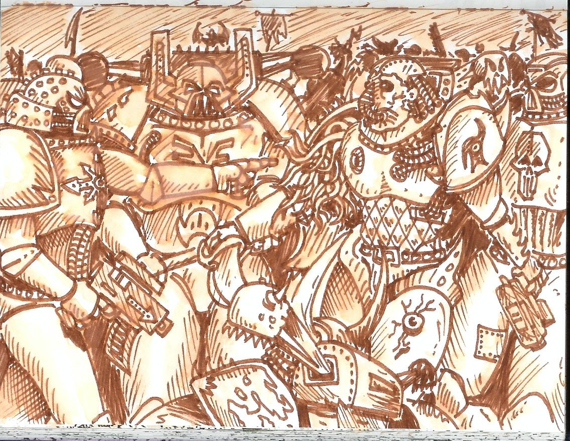 80´s, Artwork, Chaos, Chaos Space Marines, Conversion, Daemons, Drawing, Drawings, First Edition, Old, Old Style, School, Space Marines, Style