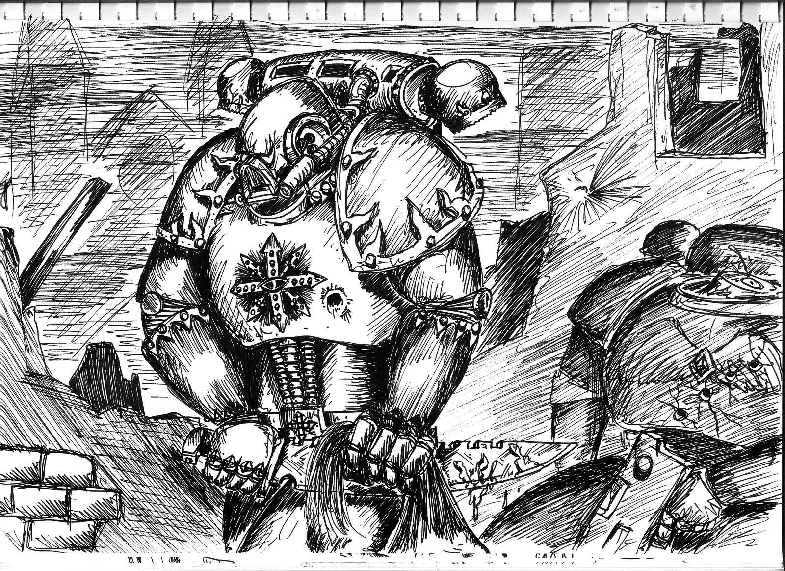 80´s, Artwork, Chaos, Chaos Space Marines, Conversion, Daemons, Drawing, Drawings, First Edition, Old, Old Style, School, Space Marines, Style