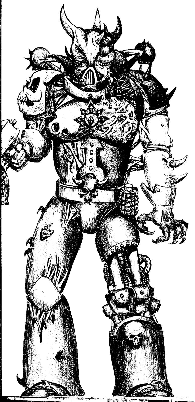 80´s, Artwork, Chaos, Chaos Space Marines, Conversion, Daemons, Drawing, Drawings, First Edition, Old, Old Style, School, Space Marines, Style