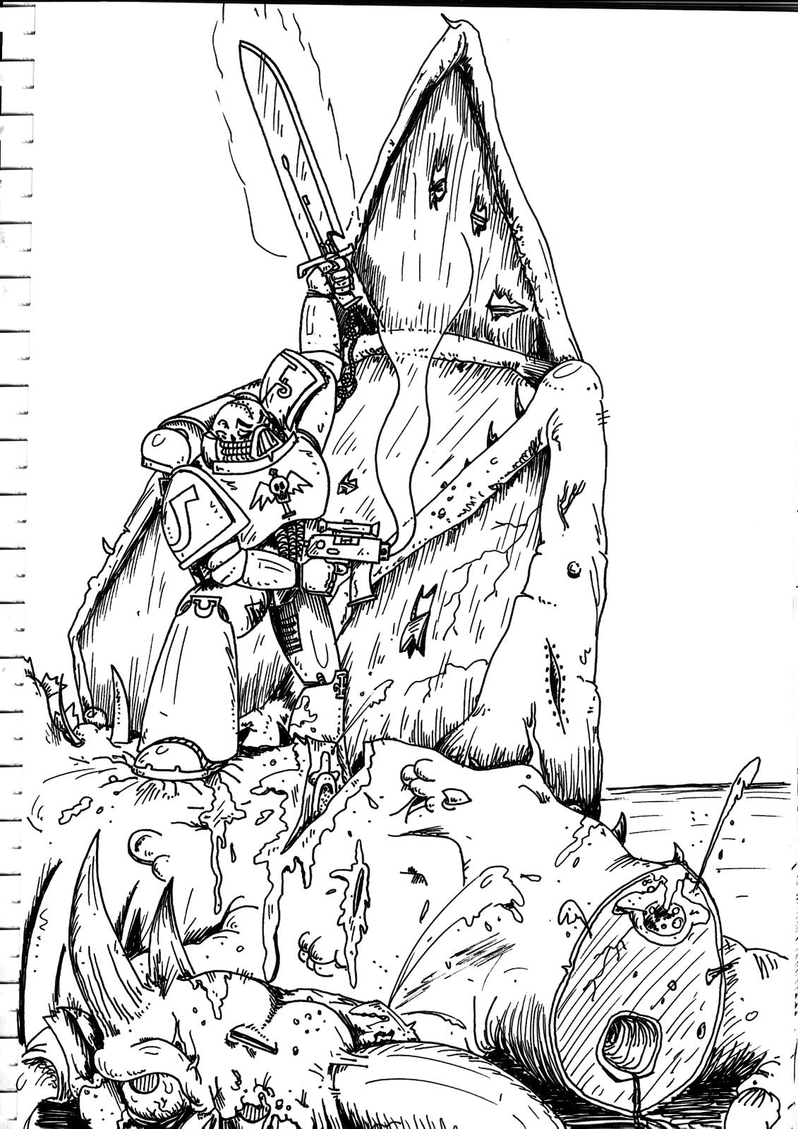 80´s, Artwork, Chaos, Chaos Space Marines, Conversion, Daemons, Drawing, Drawings, First Edition, Old, Old Style, School, Space Marines, Style