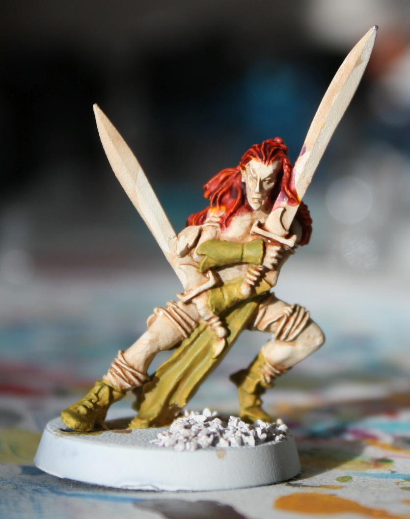 basecoat of Camo green, and the flesh is just a wash of sepia over white - I like this better than the finished flesh!