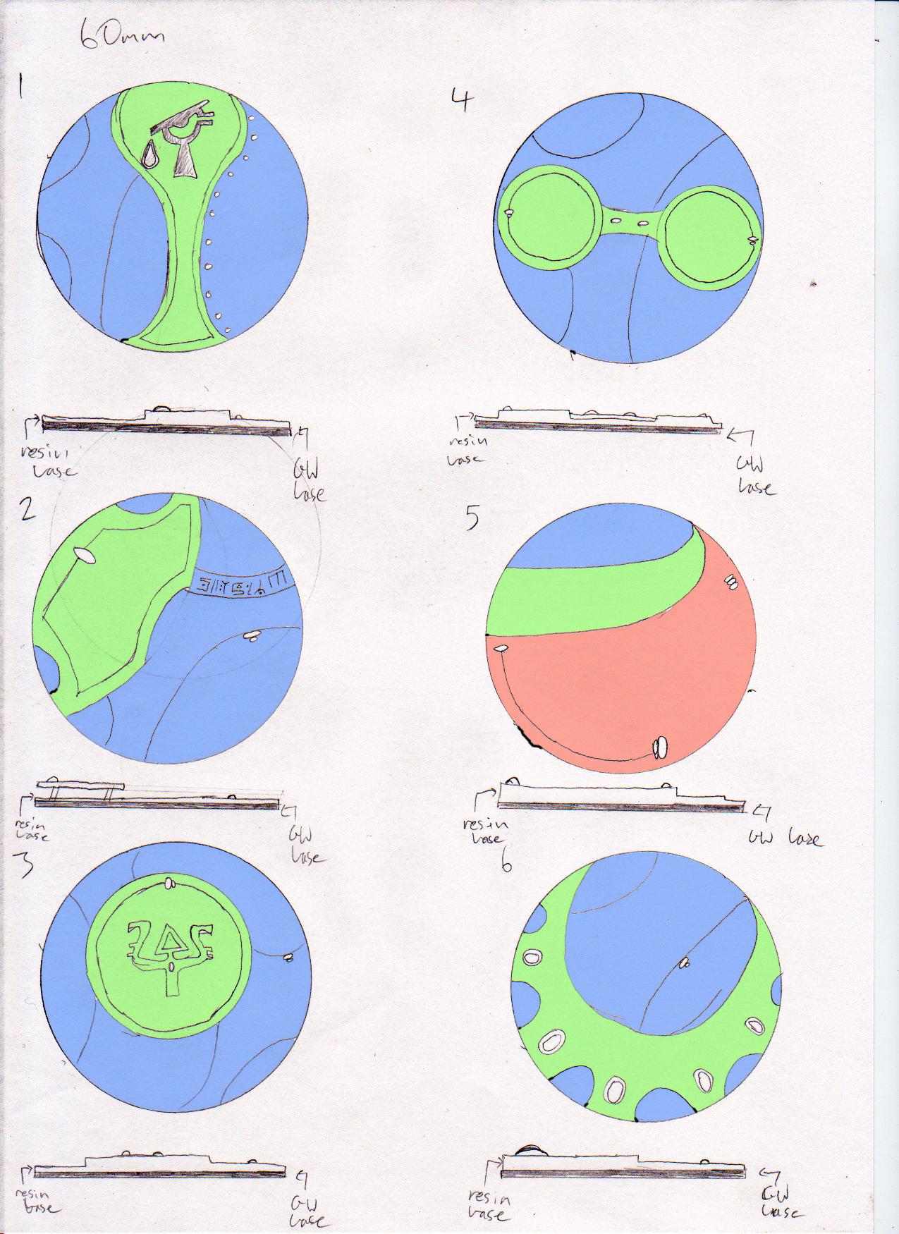 Concept for Eldar Custom Bases Colour coded 60mm