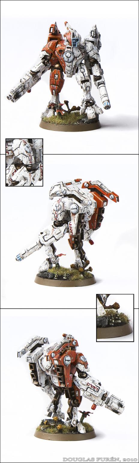 Battlesuit, Commander, Crisis Battlesuit, Forge World, Headquarters, Hunter Cadre, Sept, Shas'o, Tau, Tau Empire, Weathered