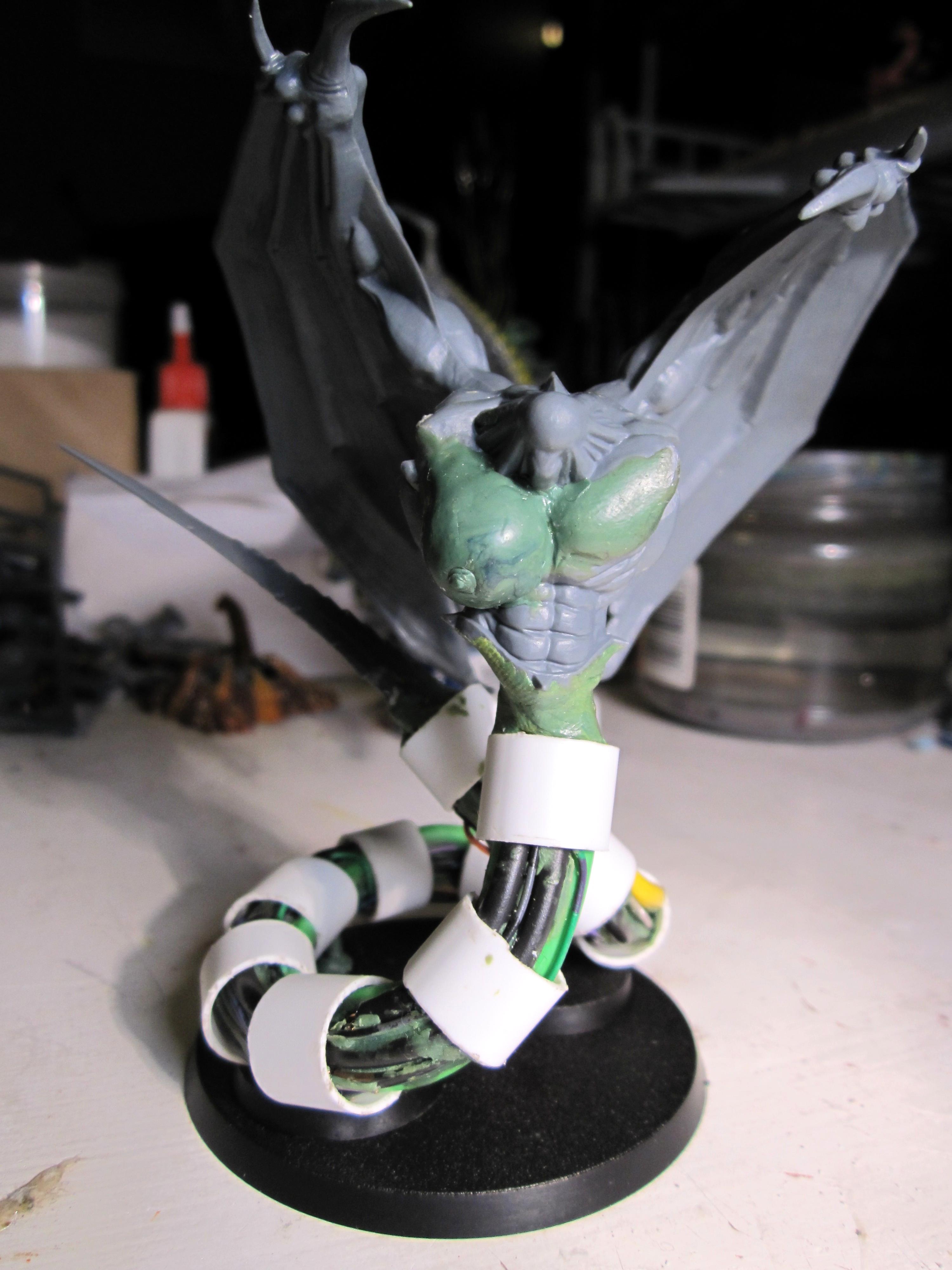 Chaos Daemons, Conversion, Daemon Prince, Greenstuff, Slaanesh, Warhammer 40,000, Work In Progress