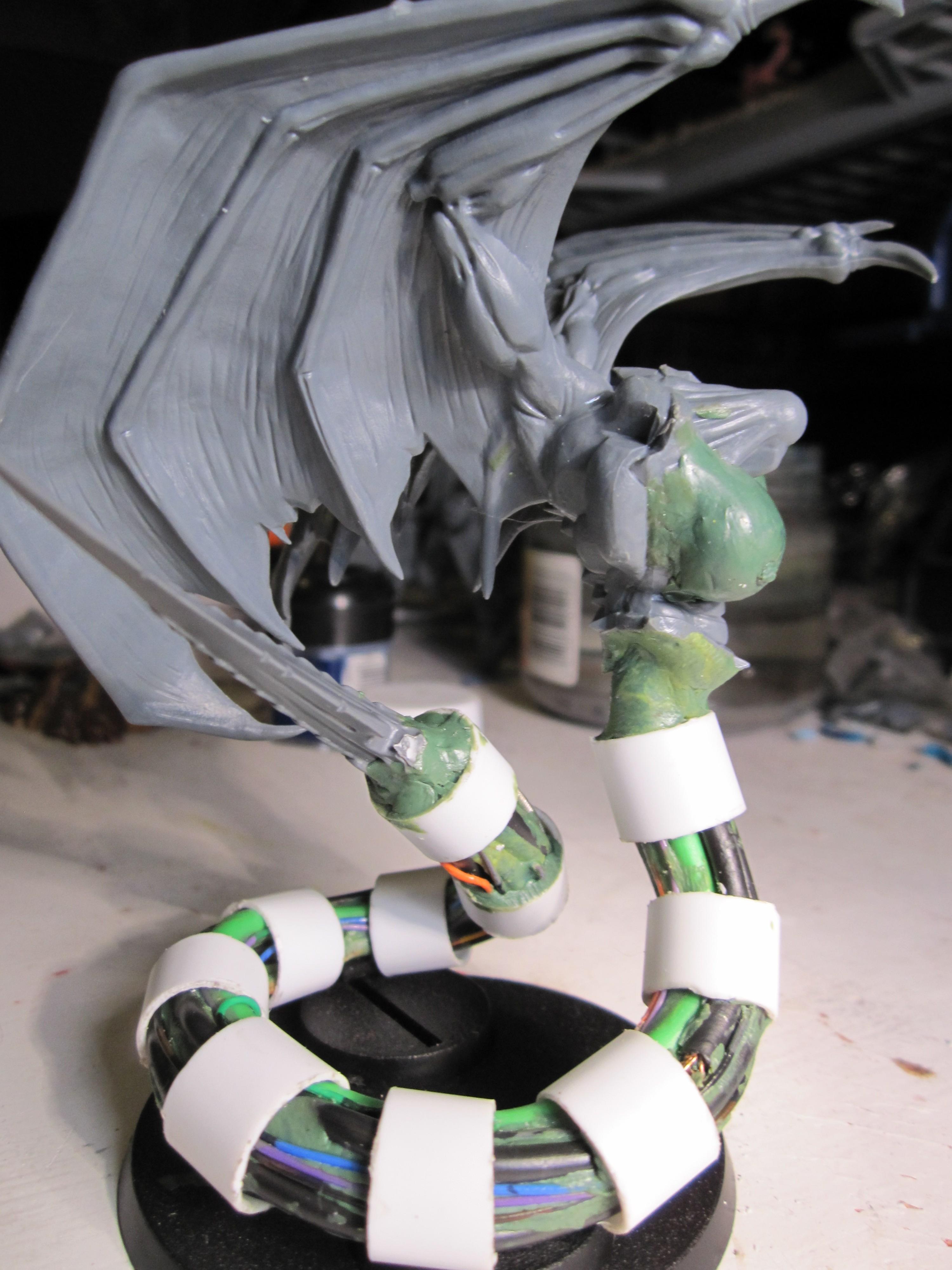 Chaos Daemons, Conversion, Daemon Prince, Greenstuff, Slaanesh, Warhammer 40,000, Work In Progress