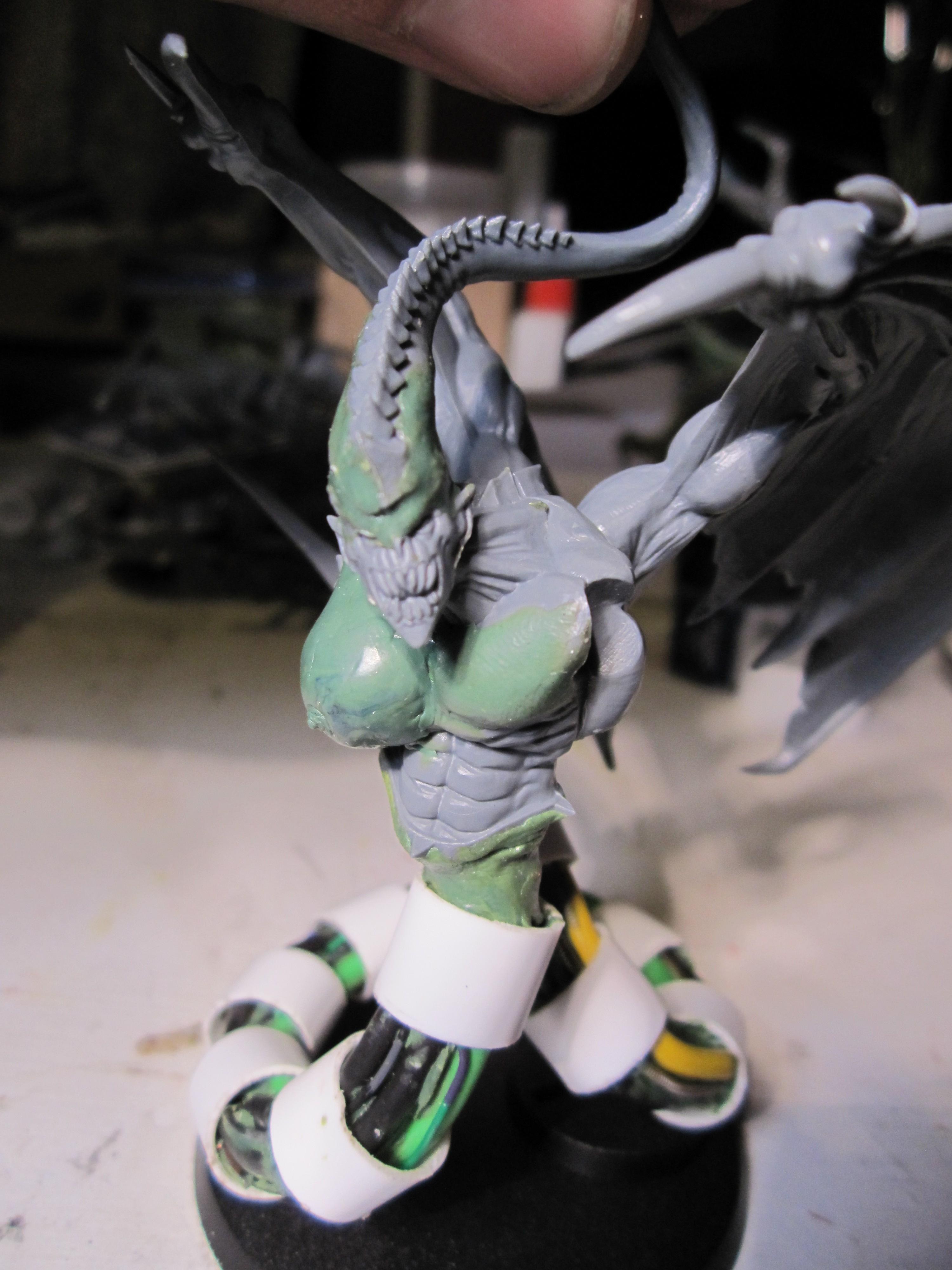 Chaos Daemons, Conversion, Daemon Prince, Greenstuff, Slaanesh, Warhammer 40,000, Work In Progress