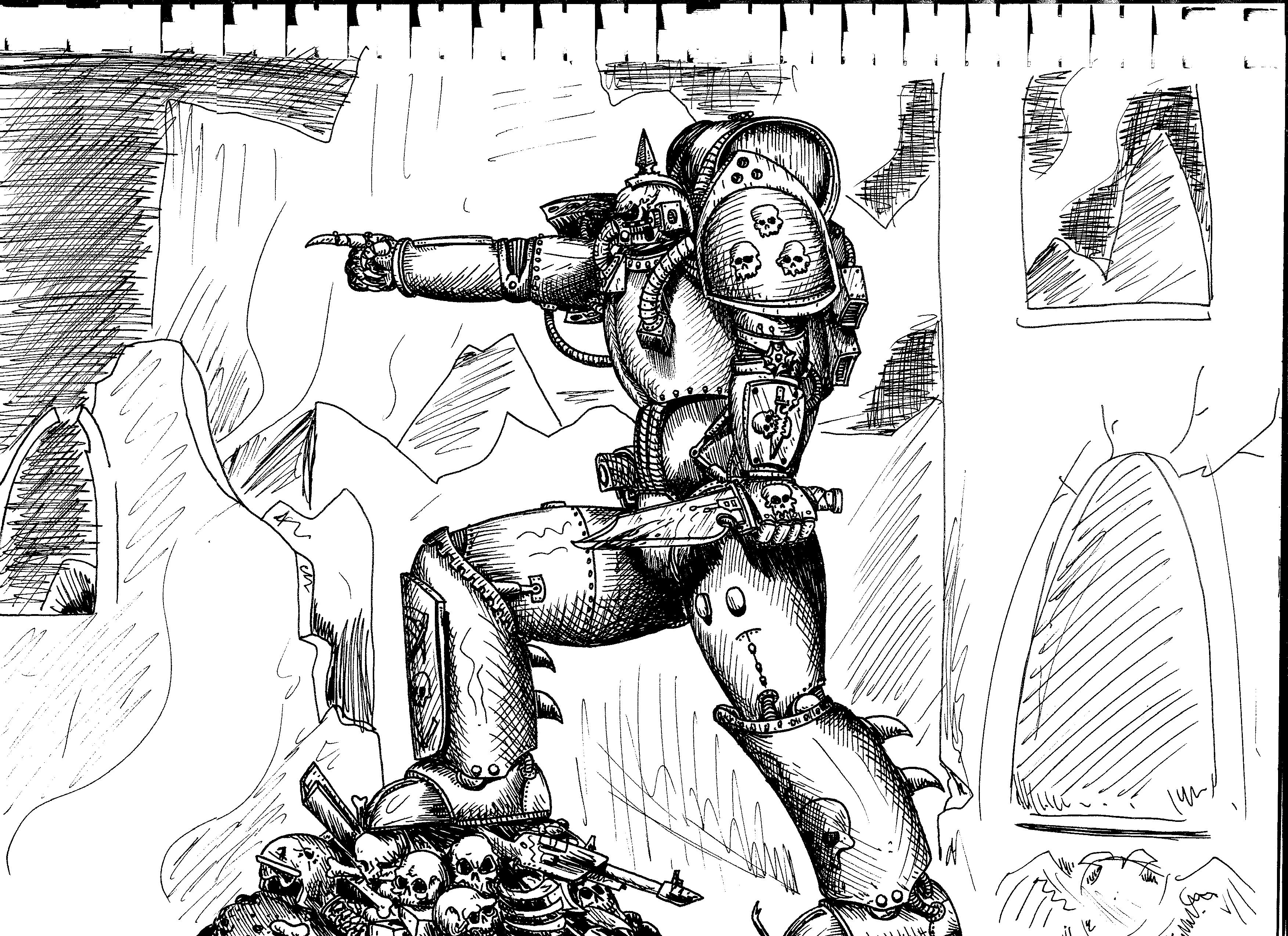 Artwork, Chaos, Drawing, Drawings, Old, School, Space Marines, Style