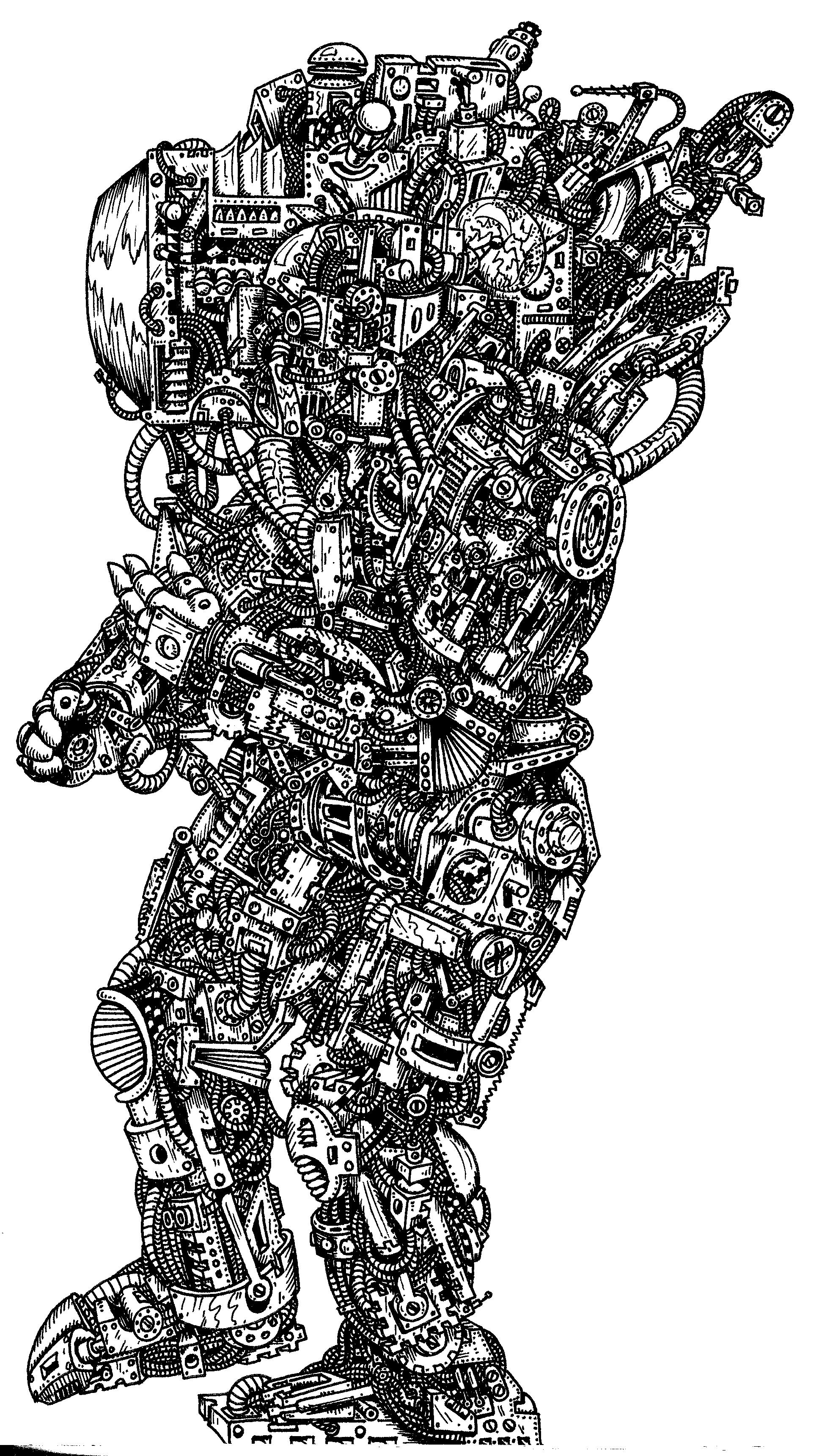 Artwork, Bionics, Drawing, Machine, Old, School, Scouts, Servitors, Style