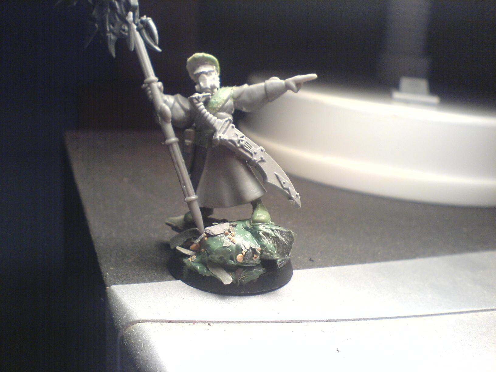 Gas Mask, Greenstuff, Long Coat, Slaanesh, Standard, Traitor Guard
