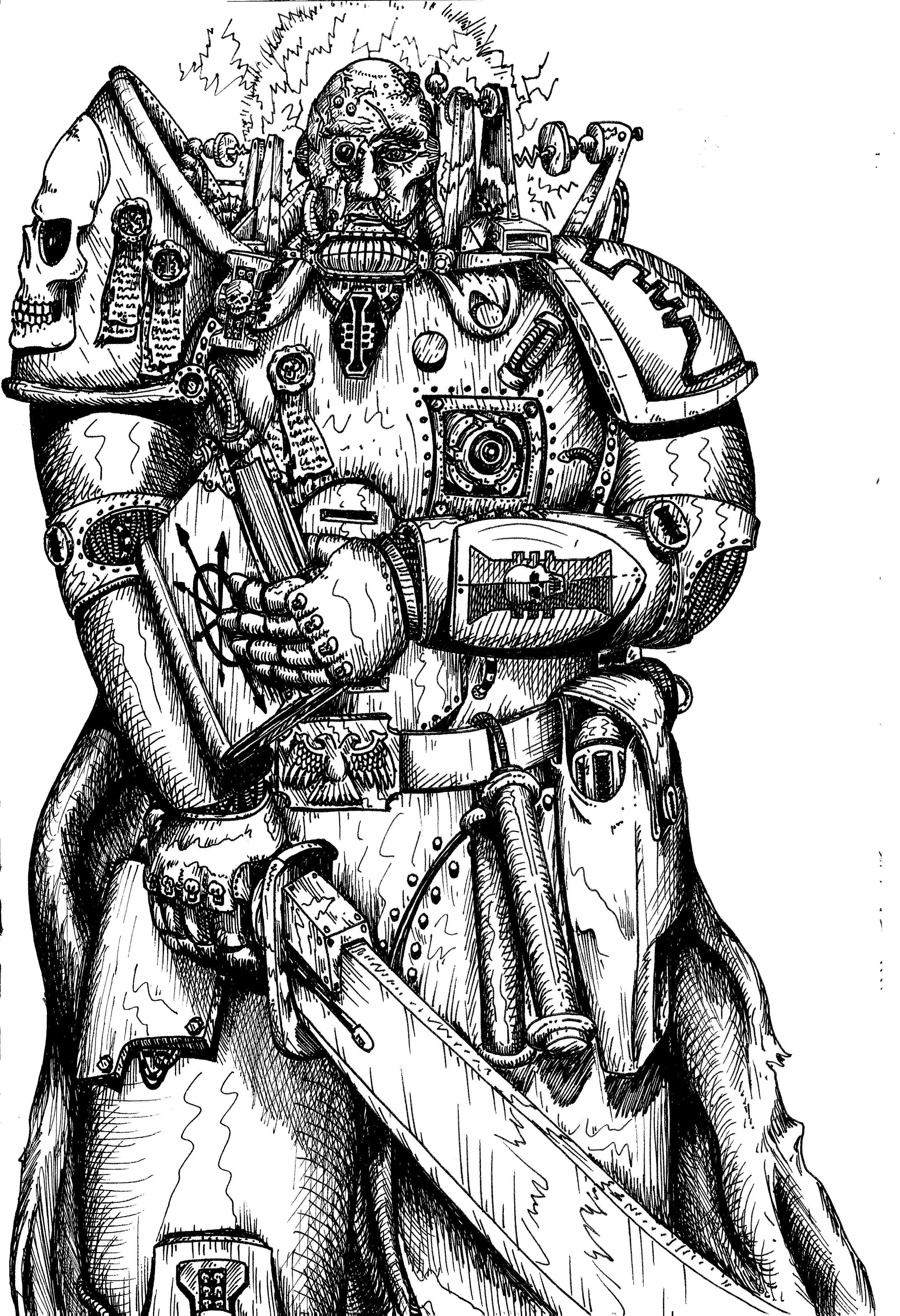 80´s, Artwork, Big, Chaos, Chaos Space Marines, Crazy, Daemons, Drawing, Drawings, Dreadnought, First Edition, Old, Old Style, School, Scratch, Scratch Build, Space Marines, Style, Ugly