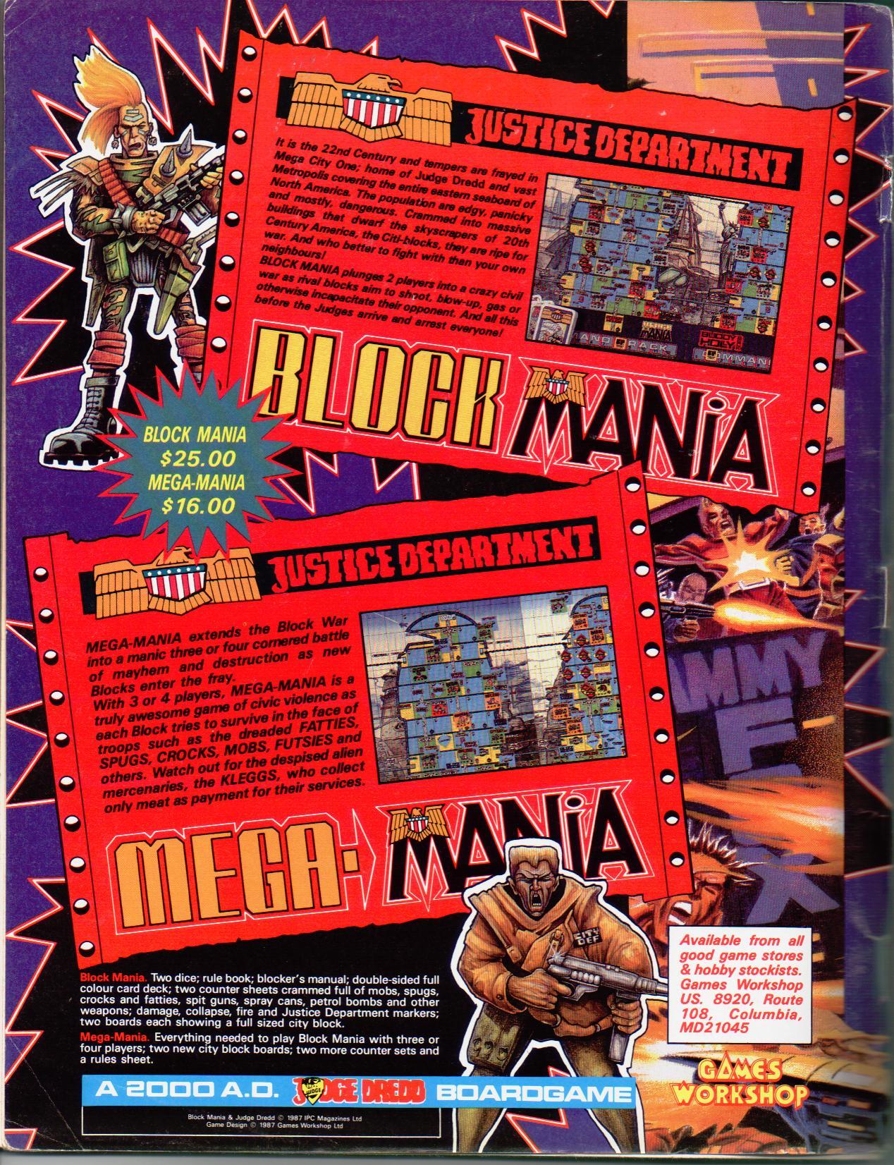 Block Mania, Copyright Games Workshop, Dragon Magazine, Judge Dredd, Retro Review, Rogue Trader