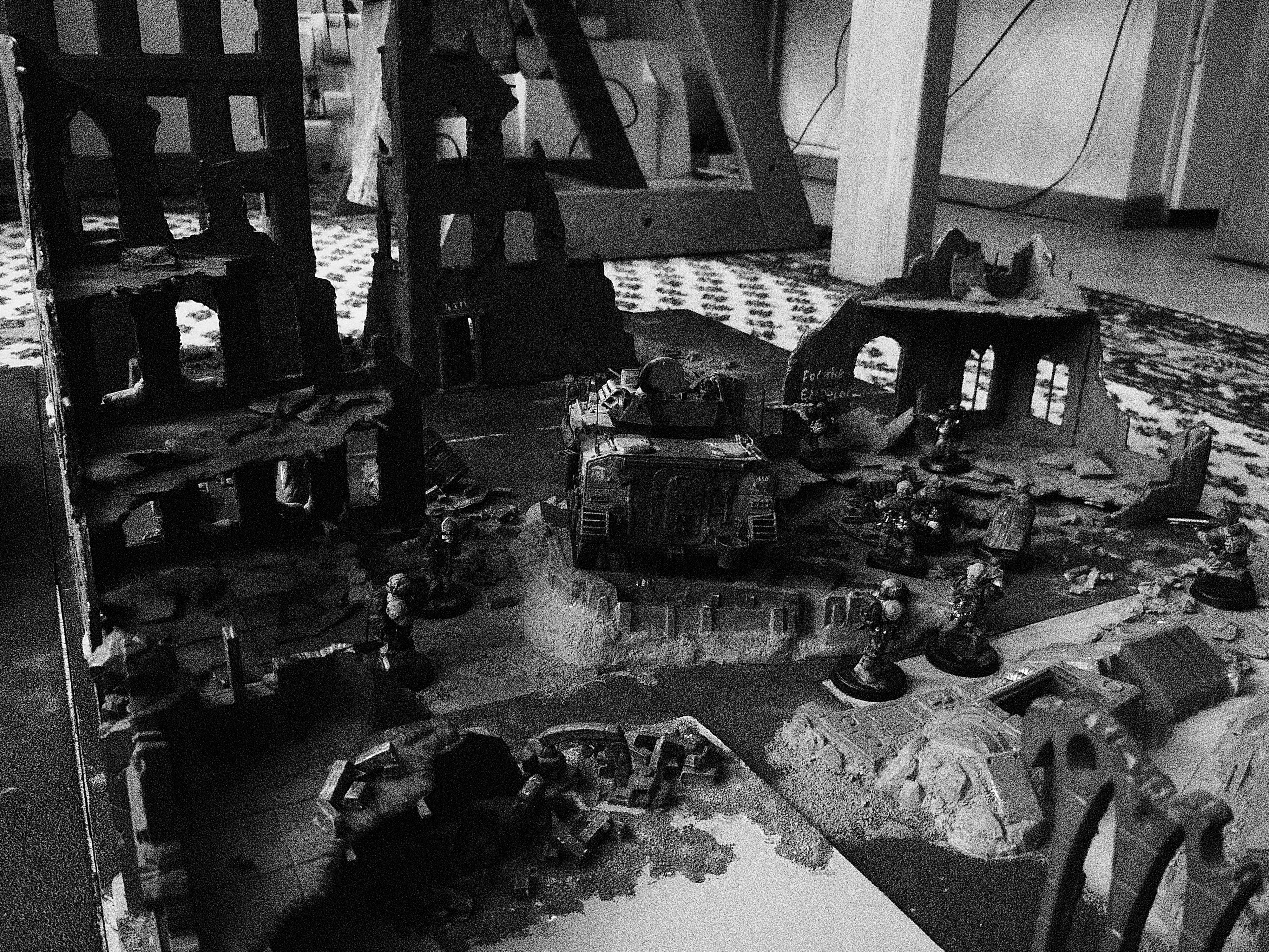 Aquila, Barricade, Buildings, Chimera, Cities Of Death, City, Dragon Teeth Tank Traps, Guardsmen, Hotel, Imperial, Imperial Guard, Imperium, Industrial City, Industry, Lander, Landing Pad, Ruined, Ruins, Snipers, Stalingrad, Street, Tank Traps
