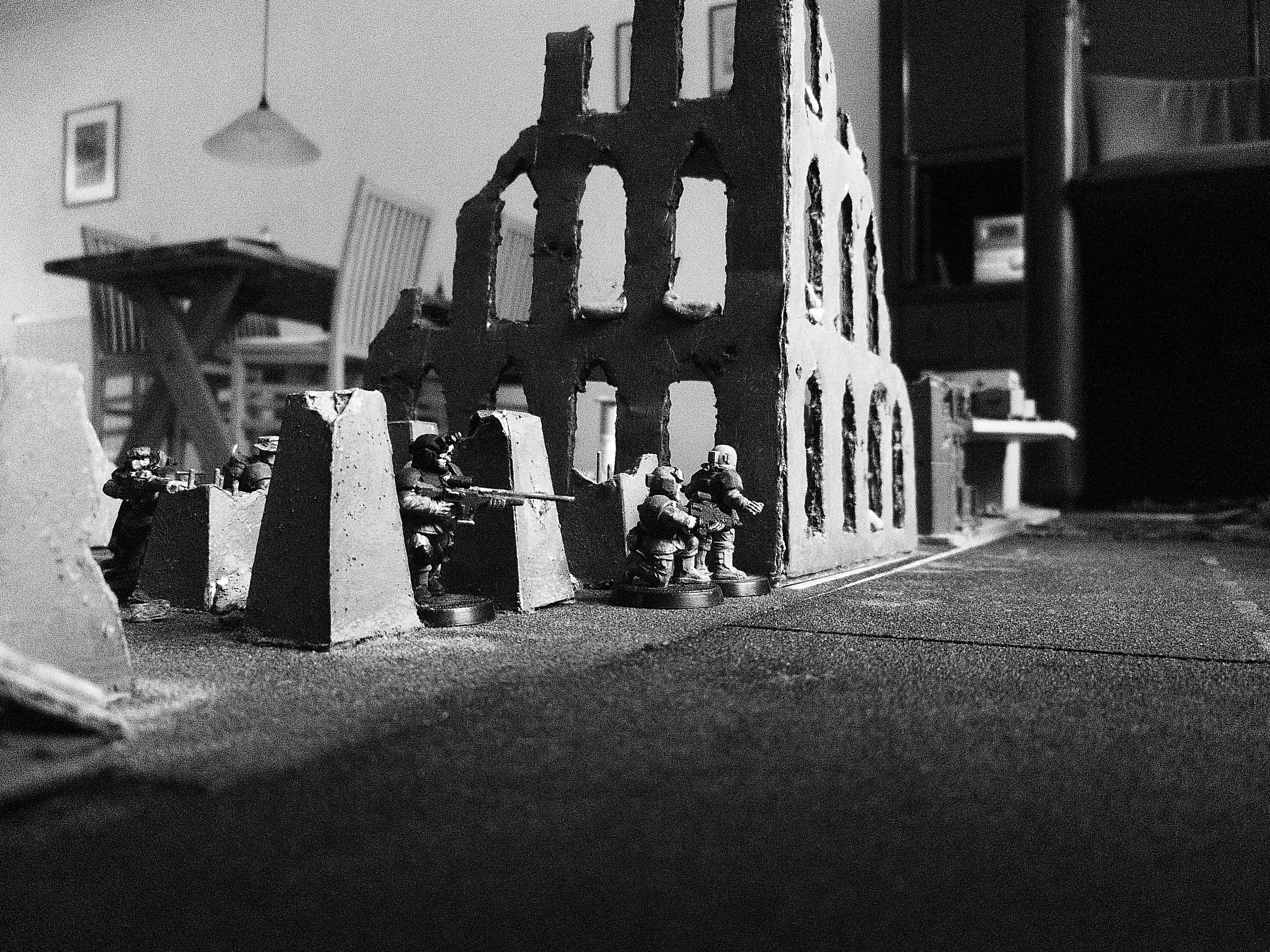 Aquila, Barricade, Buildings, Chimera, Cities Of Death, City, Dragon Teeth Tank Traps, Guardsmen, Hotel, Imperial, Imperial Guard, Imperium, Industrial City, Industry, Lander, Landing Pad, Ruined, Ruins, Snipers, Stalingrad, Street, Tank Traps