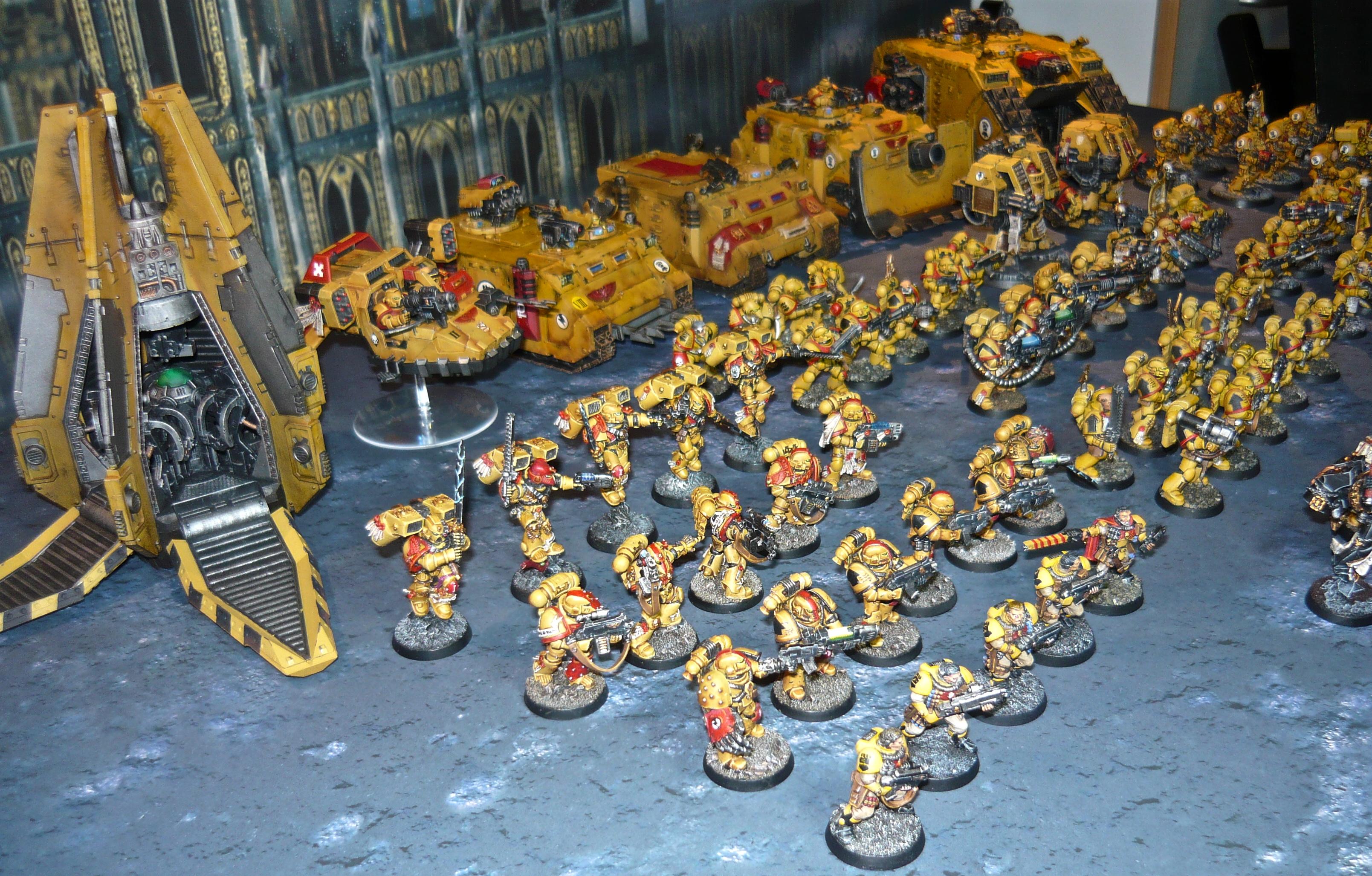 Army, Drop Pod, Imperial Fists, Land Crusader, Land Speeder, Rhino. Razorback, Space Marines, Terminator Armor