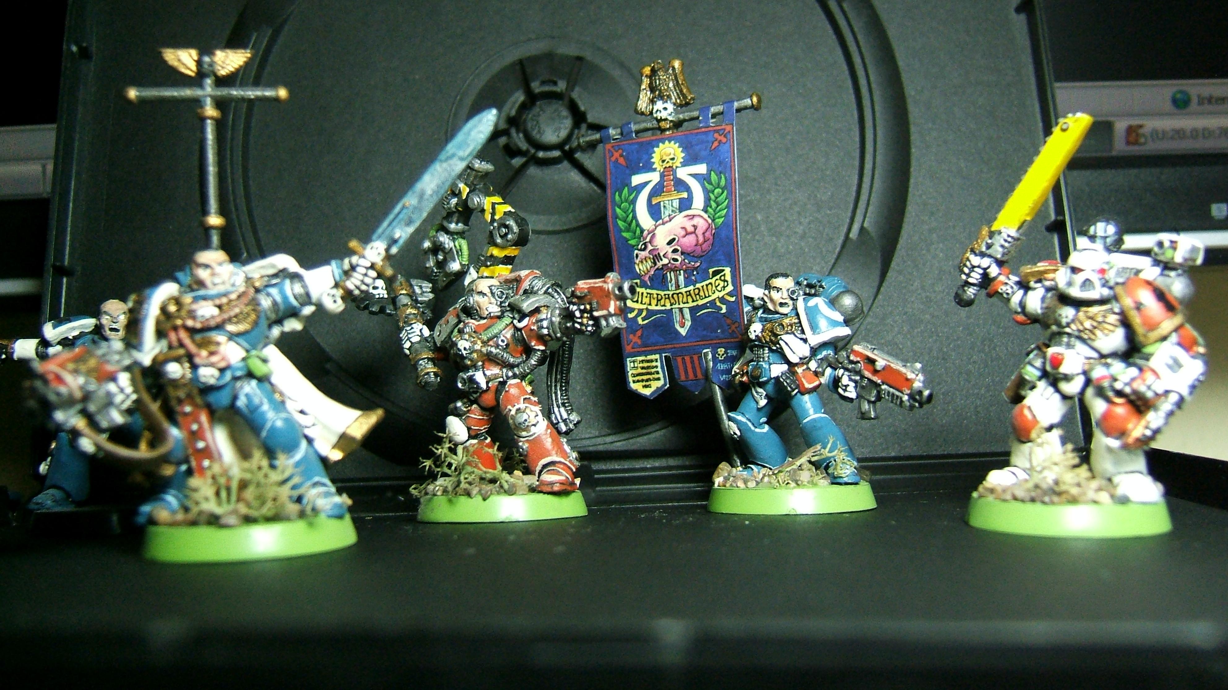 Army, Command Squad, Head Quarters, Infantry, Leaders, Space Marines, Ultramarines, Warhammer 40,000