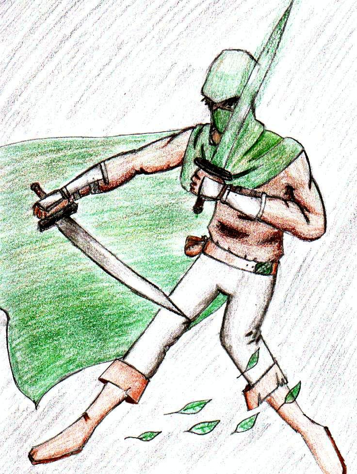 Colour, Drawing, Elves, Green, Rangers, Swords