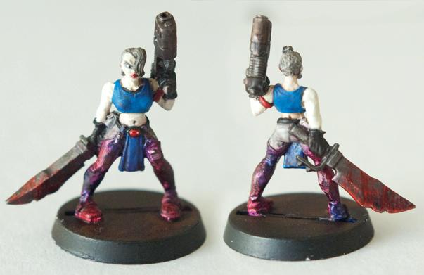 Escher, Female, Games Workshop, Ganger, Ganger Mod, Gangs, Girl, Heavy, Juve, Mod, Necromunda, Painting, Violent Fems, Weapon Mod