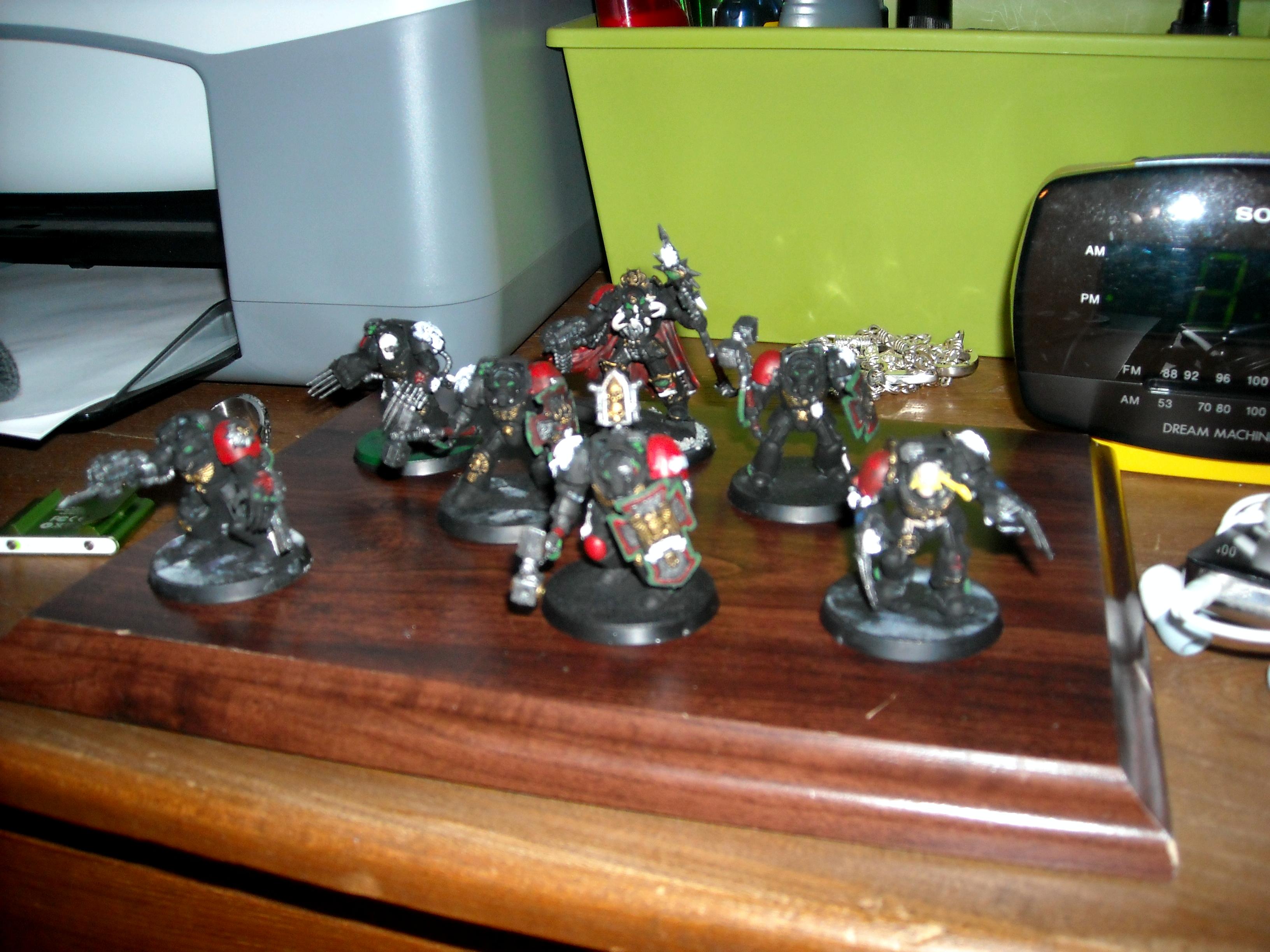part of my wolfguard and my rune priest on my soon to be decorated disblay bored
