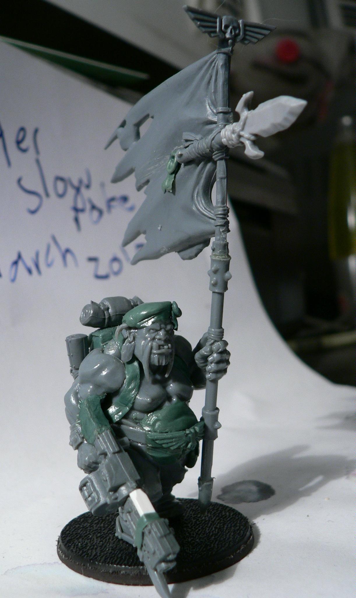 Banner, Catachan, Conversion, Flag, Imperial Guard, Ogres, Ogryns, Standard, Warhammer 40,000, Work In Progress