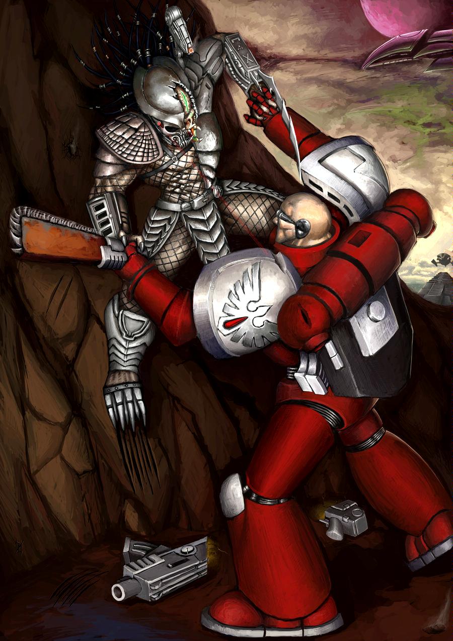 Artwork, Predator, Sm Vs P, Space Marine Vs Predator