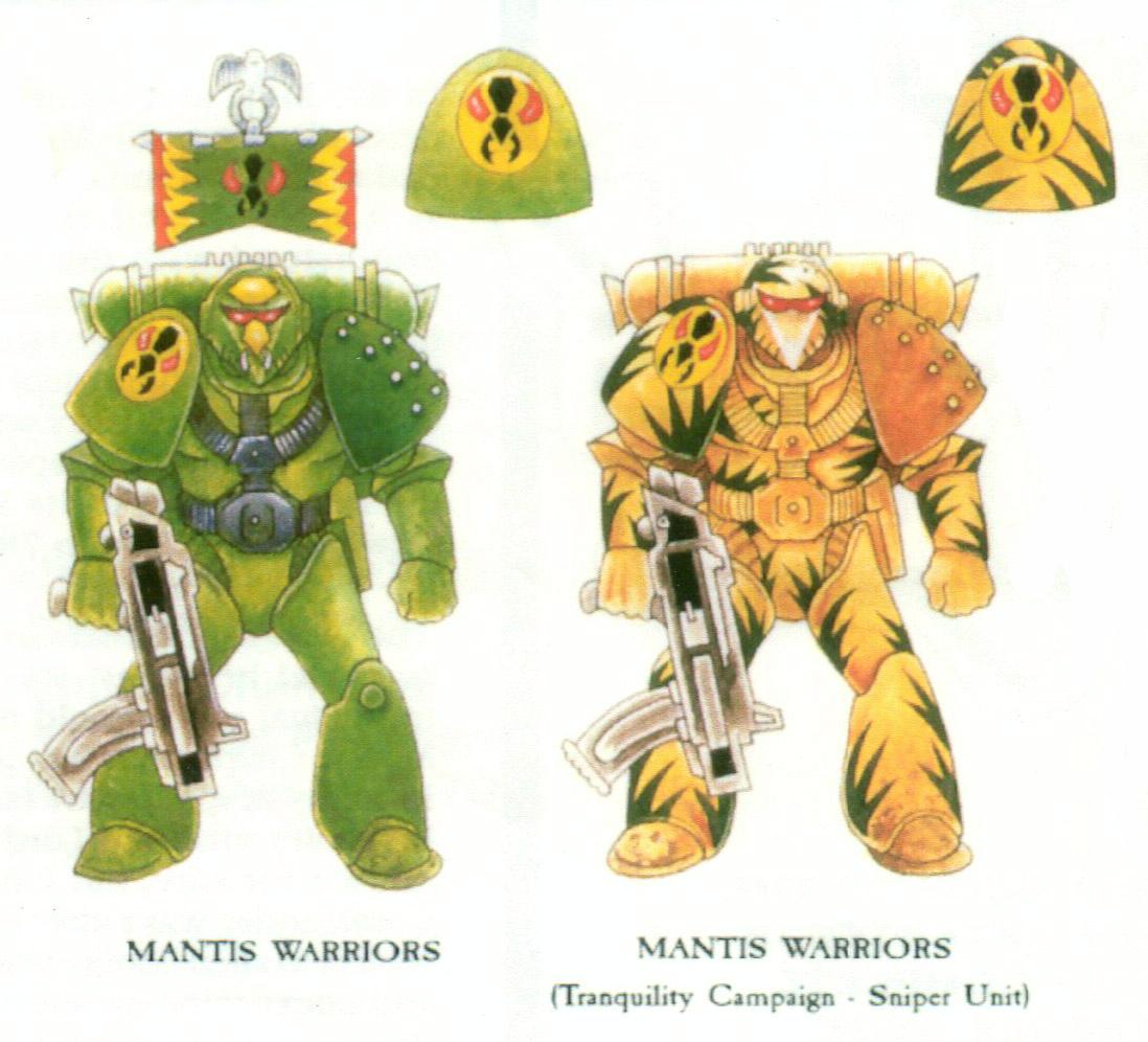 Artwork, Copyright Games Workshop, Mantis Warriors, Rogue Trader, Snipers, Space Marines, Tranquility, Warhammer 40,000