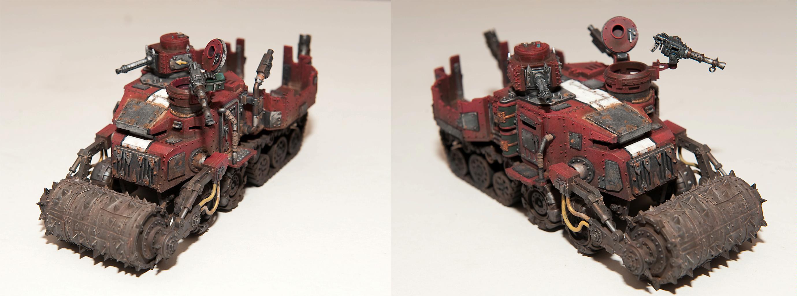 Battlewagon, Deff Rolla, Orks, Paint Job, Red, Vehicle, Waaagh