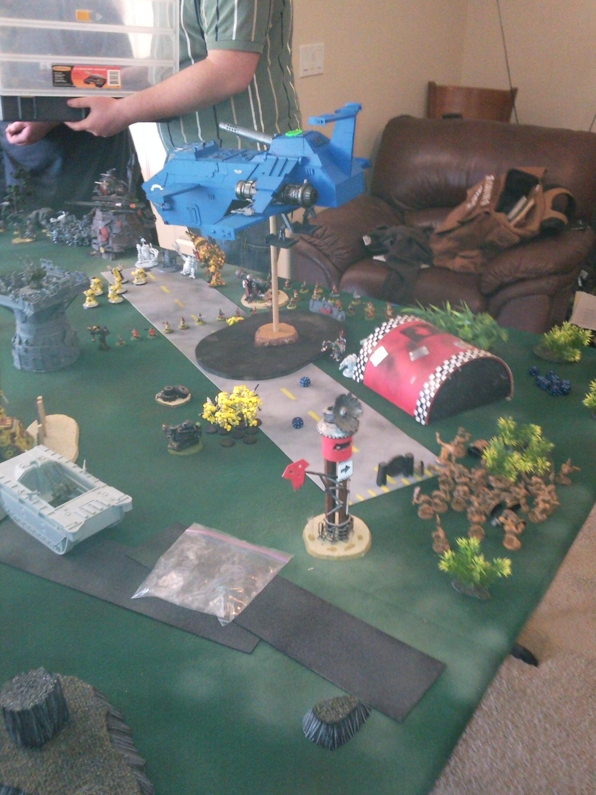 Game In Progress, Orks, Space Marines, Thunderhawk, Warhammer 40,000