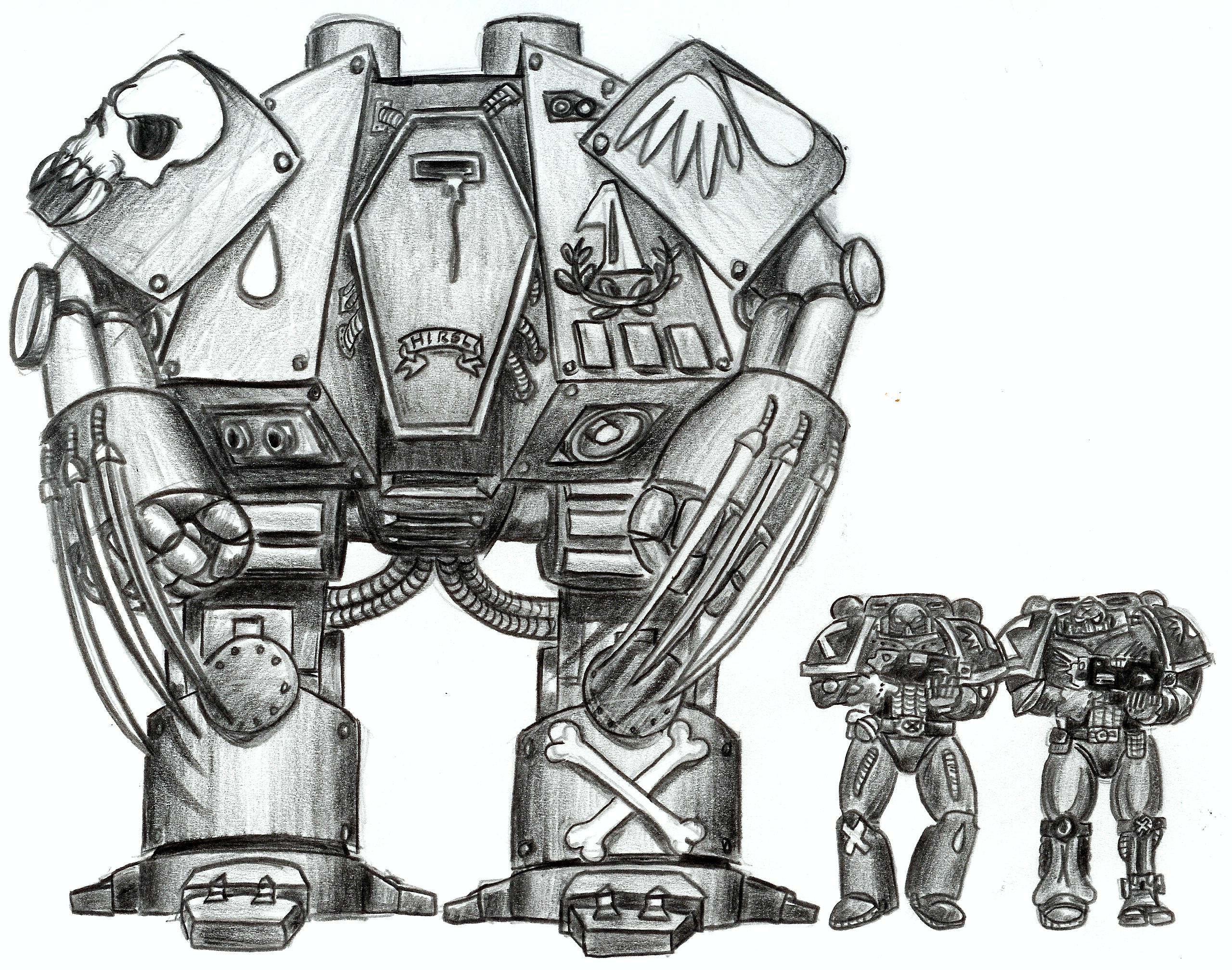 Artwork, Dreadneught, Dreadnought, Fighting, Iron Hands, Machine, Space Marines