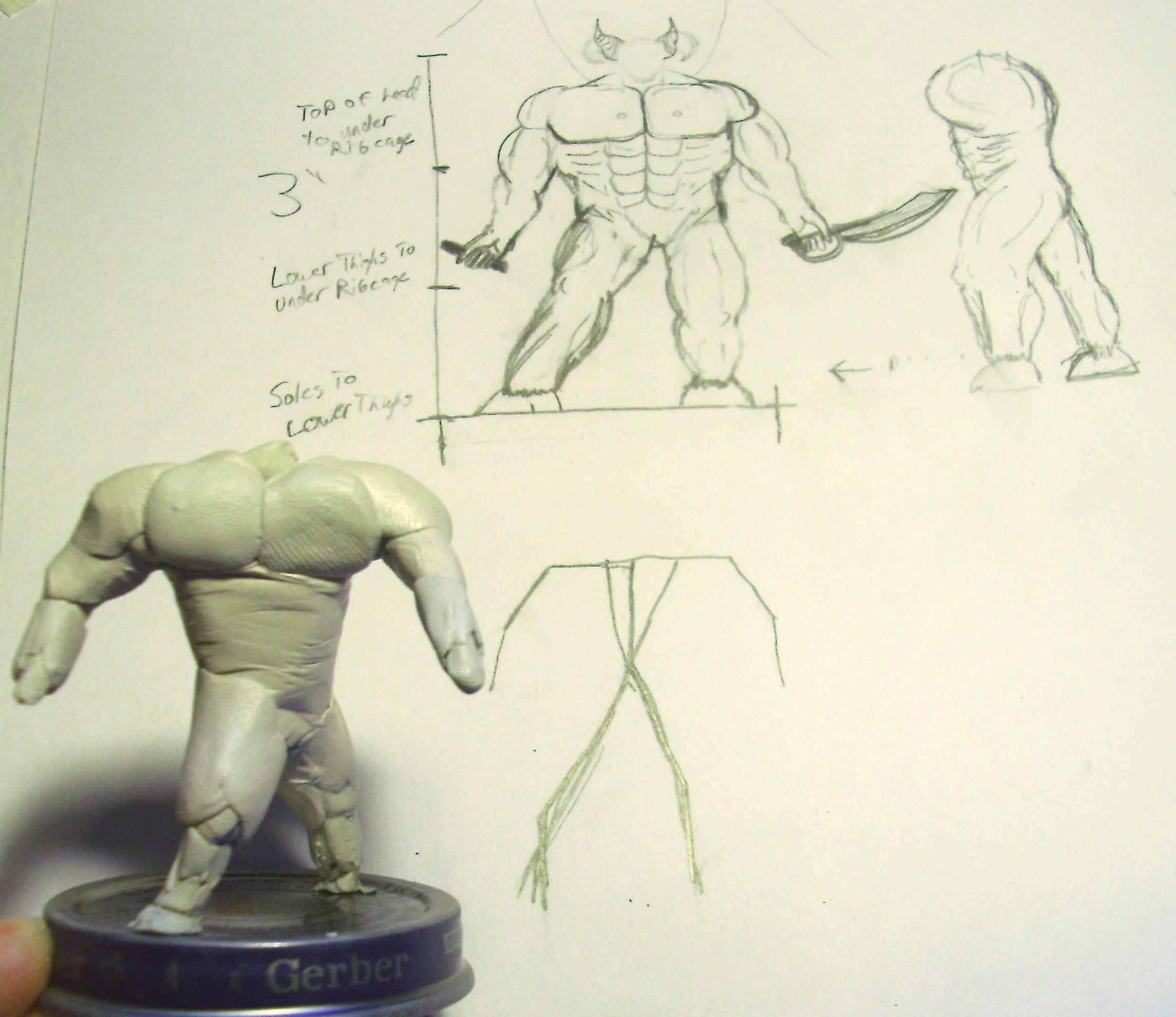 Armature compared to concept sketch