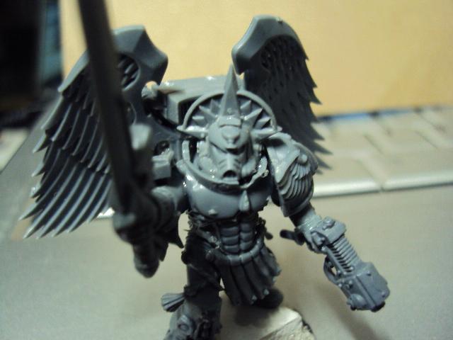 A close up of Captain Nathanel's crested helmet, which will eventually have a red helmet and gold crest
