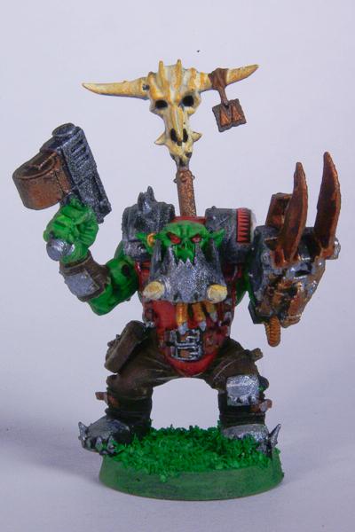 Goff, Nob, Orks, Power Klaw, Skull, Warboss