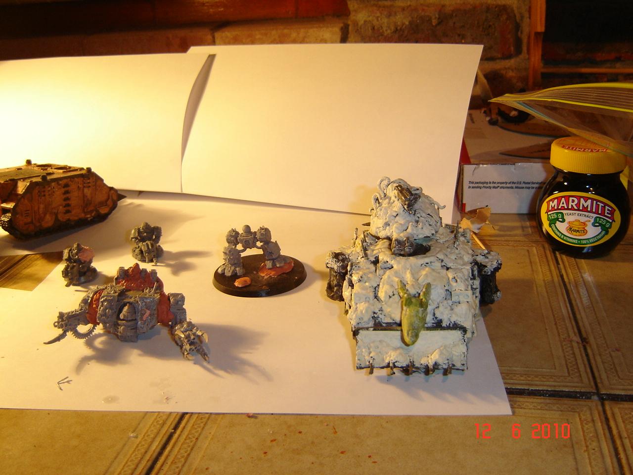 Chaos, Dark Mechanicus, Dreadnought, Gunners, Heretek, Predator, Rhino, Work In Progress