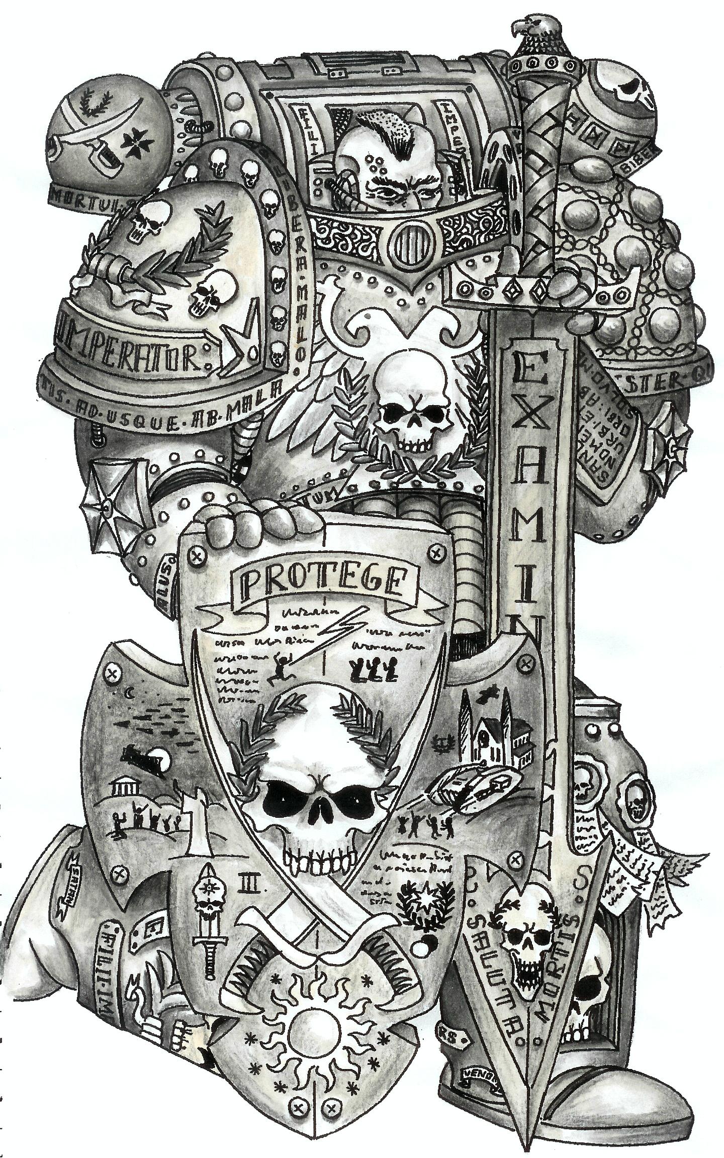 80´s, Artwork, Chaos, Chaos Space Marines, Conversion, Daemons, Drawing, Drawings, First Edition, Old, Old Style, School, Space Marines, Style