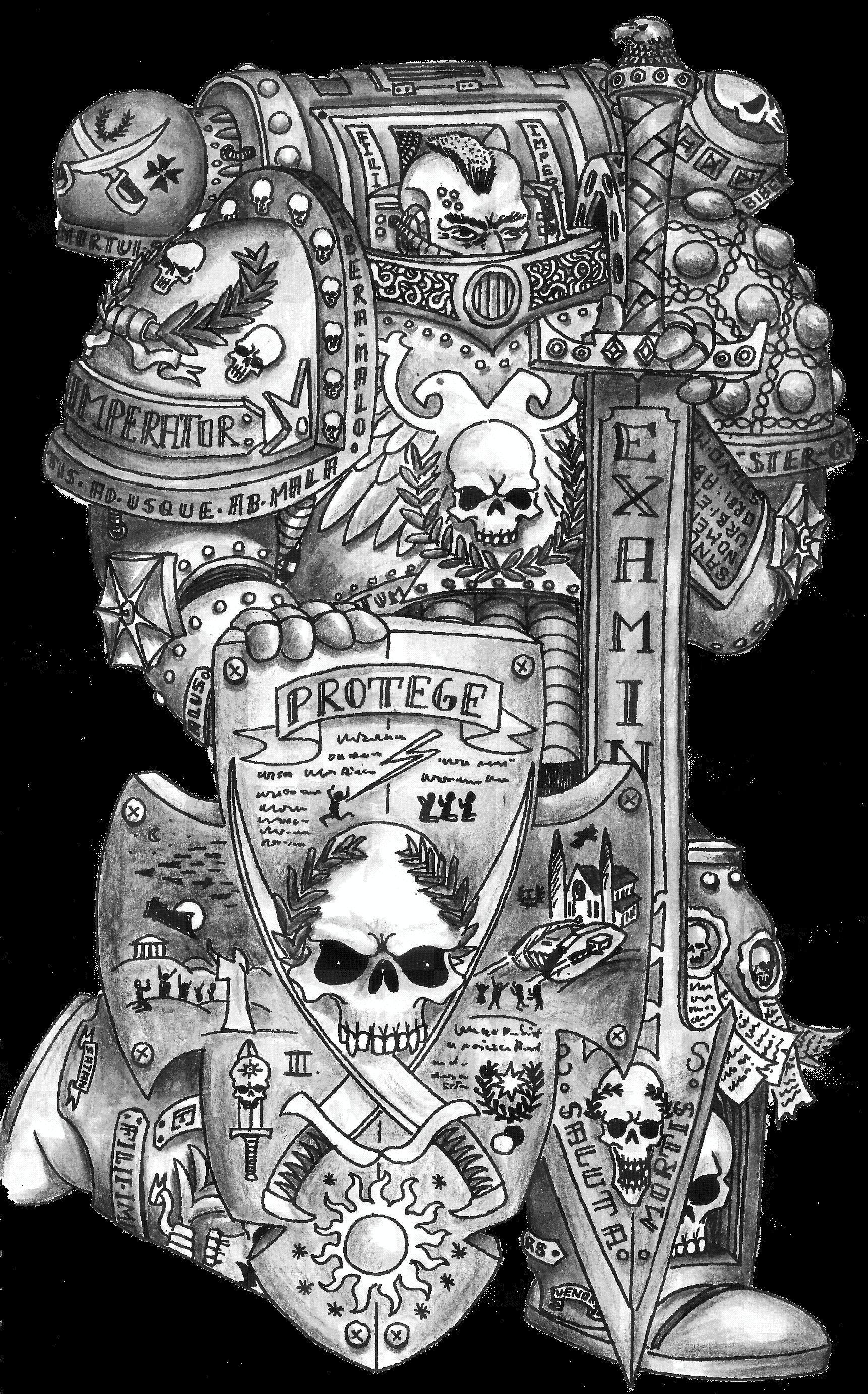 80´s, Artwork, Chaos, Chaos Space Marines, Conversion, Daemons, Drawing, Drawings, First Edition, Old, Old Style, School, Space Marines, Style